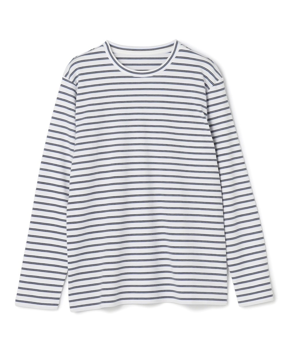 【オンワード】 UNFILO>トップス コットンスムース レイヤードインナー ランダムボーダー(オフ×ブラック糸) L レディース 【オンワード】 UNFILO>トップス コットンスムース レイヤードインナー ランダムボーダー(オフ×ブラック糸) L レディース