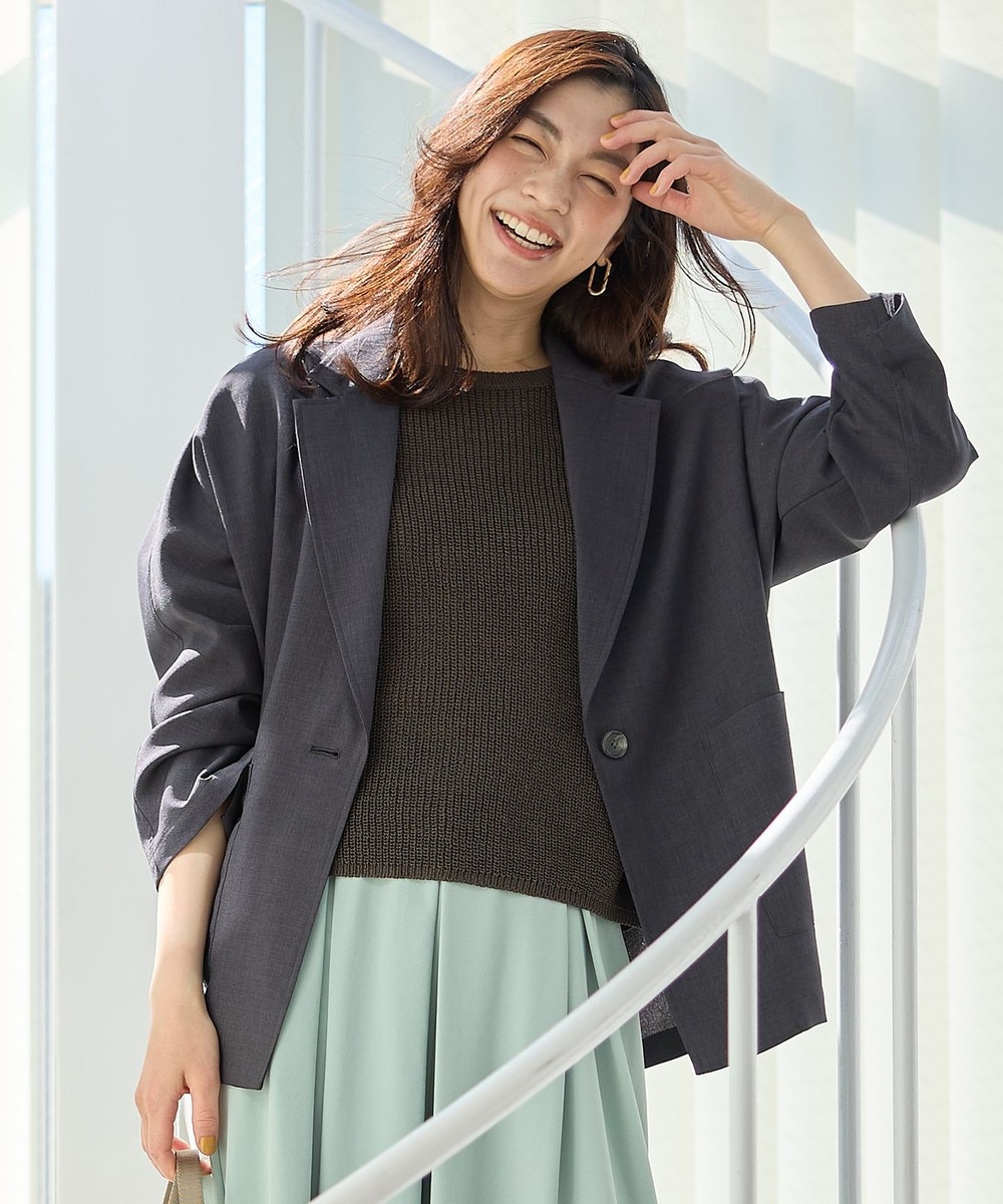 【オンワード】 any FAM>ジャケット/アウター 【洗濯機可】テックリネンドルマンジャケット チャコール 3 レディース 【オンワード】 any FAM>ジャケット/アウター 【洗濯機可】テックリネンドルマンジャケット チャコール 3 レディース