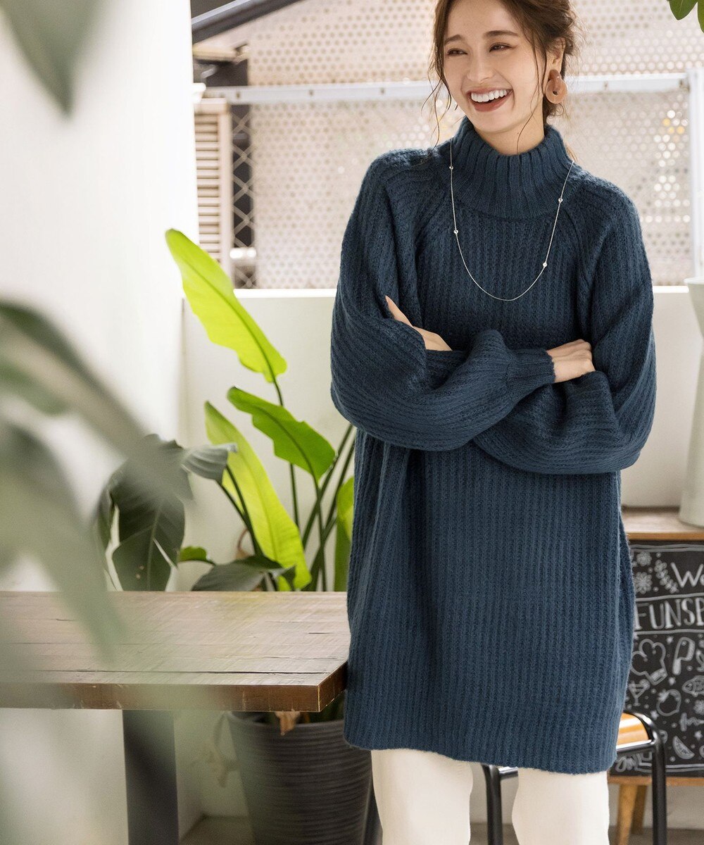 【洗える】柔らかい風合いが魅力の片畔編みオーバーニットチュニック