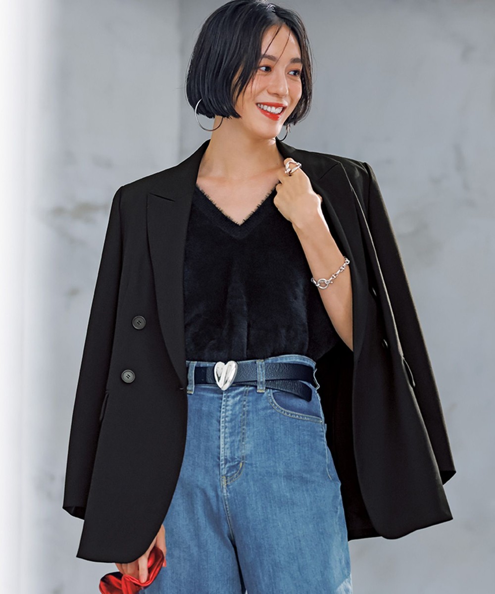 【オンワード】 UNFILO>ジャケット/アウター 【洗える/ストレッチ】ダブルブレスト ジャケット ブラック M レディース 【オンワード】 UNFILO>ジャケット/アウター 【洗える/ストレッチ】ダブルブレスト ジャケット ブラック M レディース