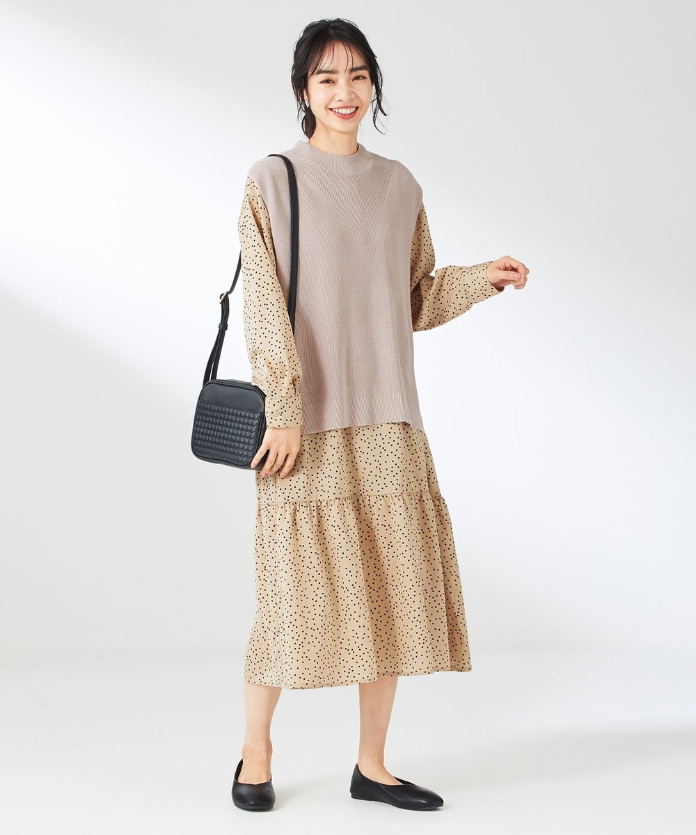 【オンワード】 ANY>ワンピース 【セットアイテム】ニットベスト×ワンピース SET ベージュ×ベージュドット F レディース 【オンワード】 ANY>ワンピース 【セットアイテム】ニットベスト×ワンピース SET ベージュ×ベージュドット F レディース