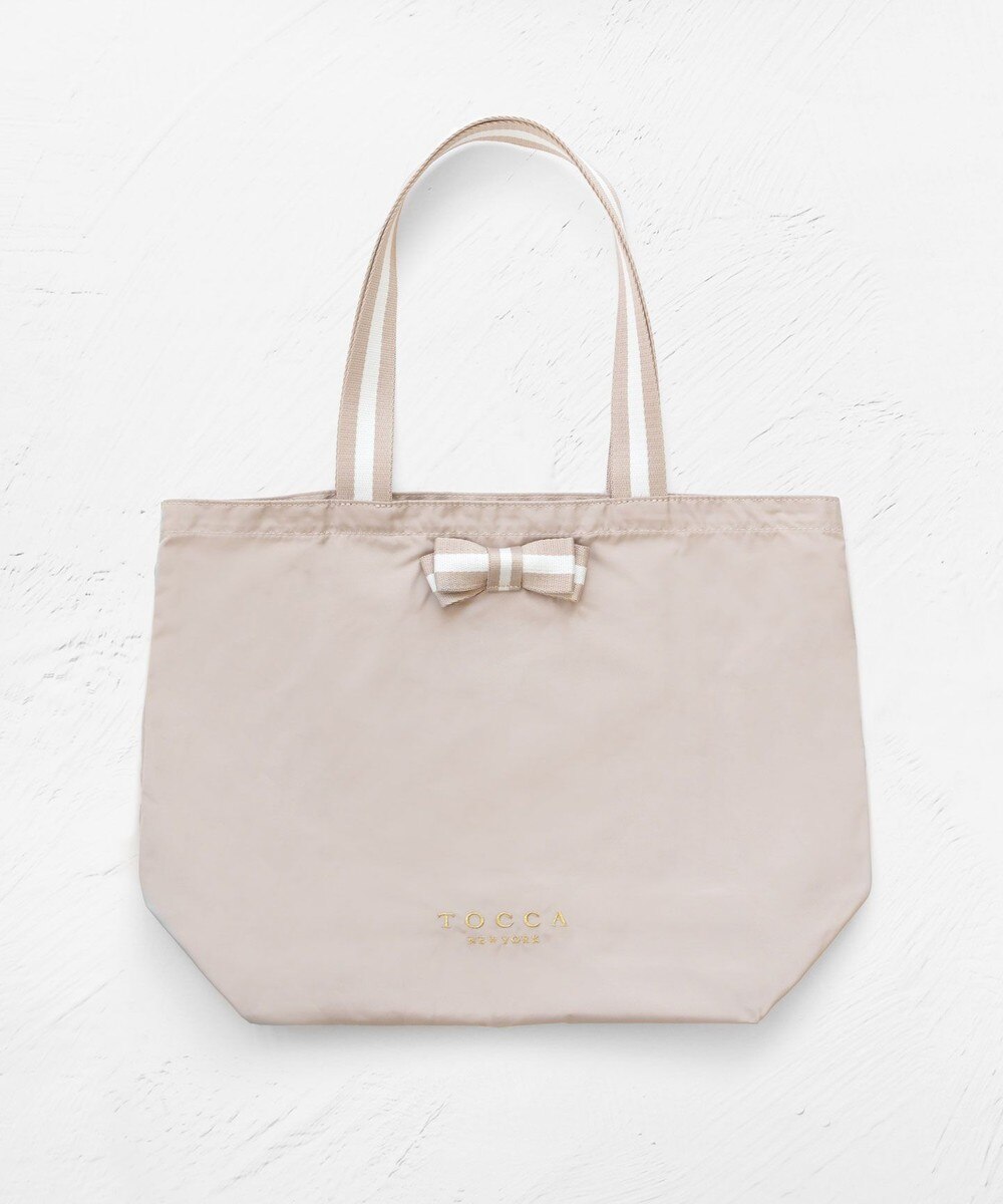 【オンワード】 TOCCA>バッグ 【WEB限定・A4サイズ対応】BICOLOR RIBBON ECOBAG エコバッグ ベージュ F レディース