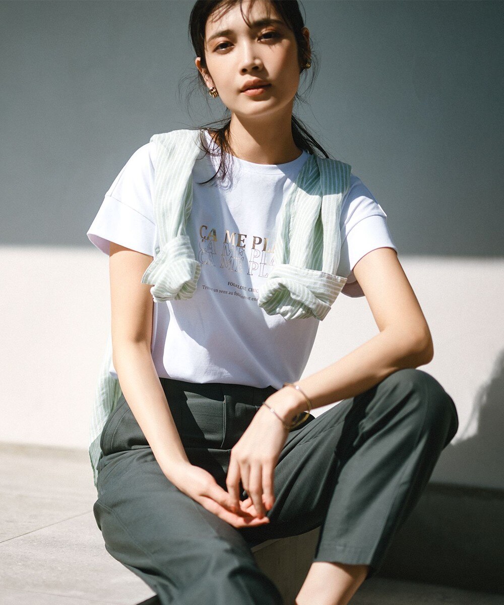 20%OFF 2024 Spring&Summerリズミカルなロゴで表現、大人カジュアルTシャツ■デザインCA ME PLAIT(サ ム プレ：私はそれが気に入ってます フランス語）ドルマン風