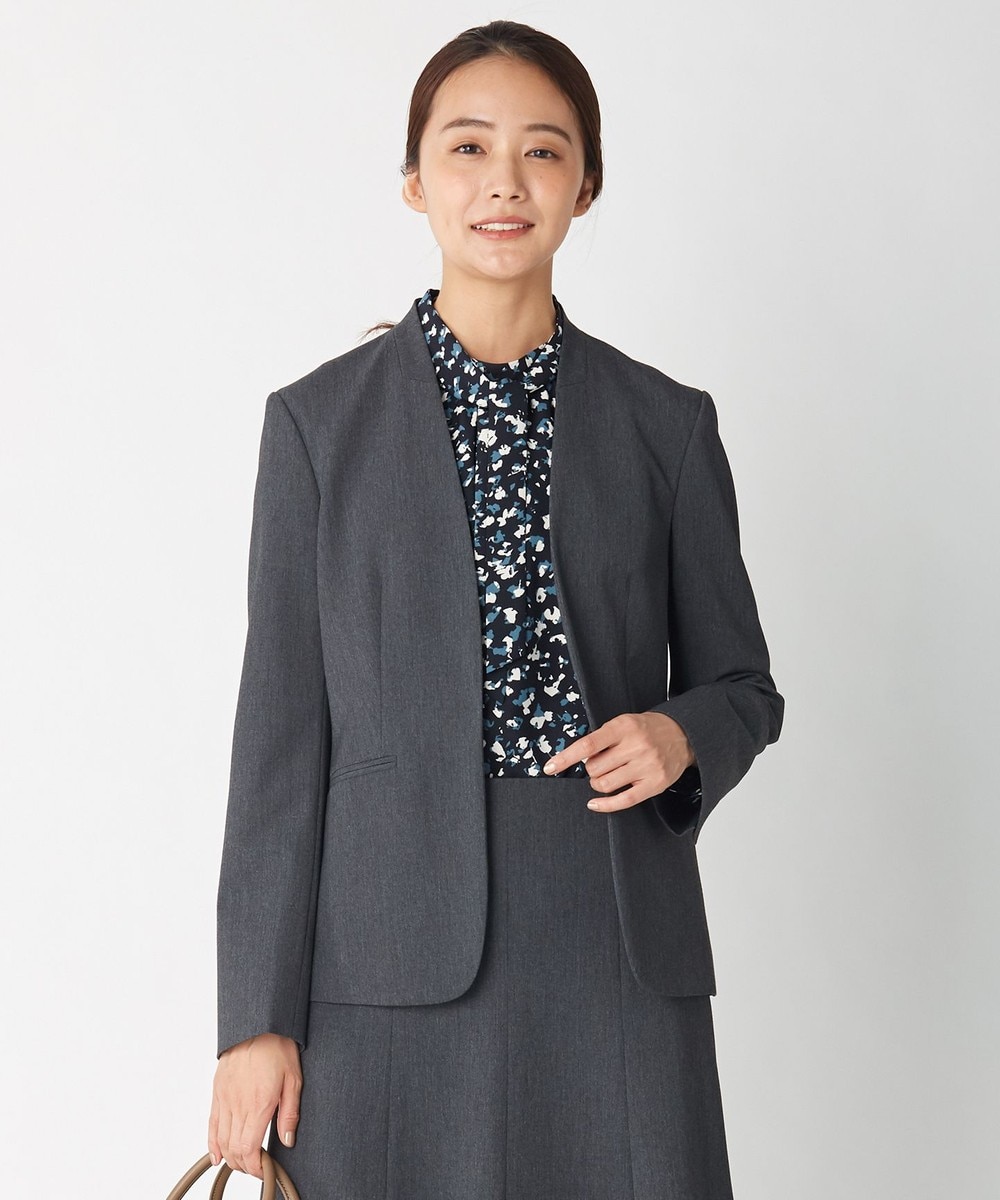 【オンワード】 J.PRESS LADIES>ジャケット/アウター 【スーツ対応】T/Rアルガンシルク ノーカラージャケット グレー 9 レディース 【オンワード】 J.PRESS LADIES>ジャケット/アウター 【スーツ対応】T/Rアルガンシルク ノーカラージャケット グレー 9 レディース