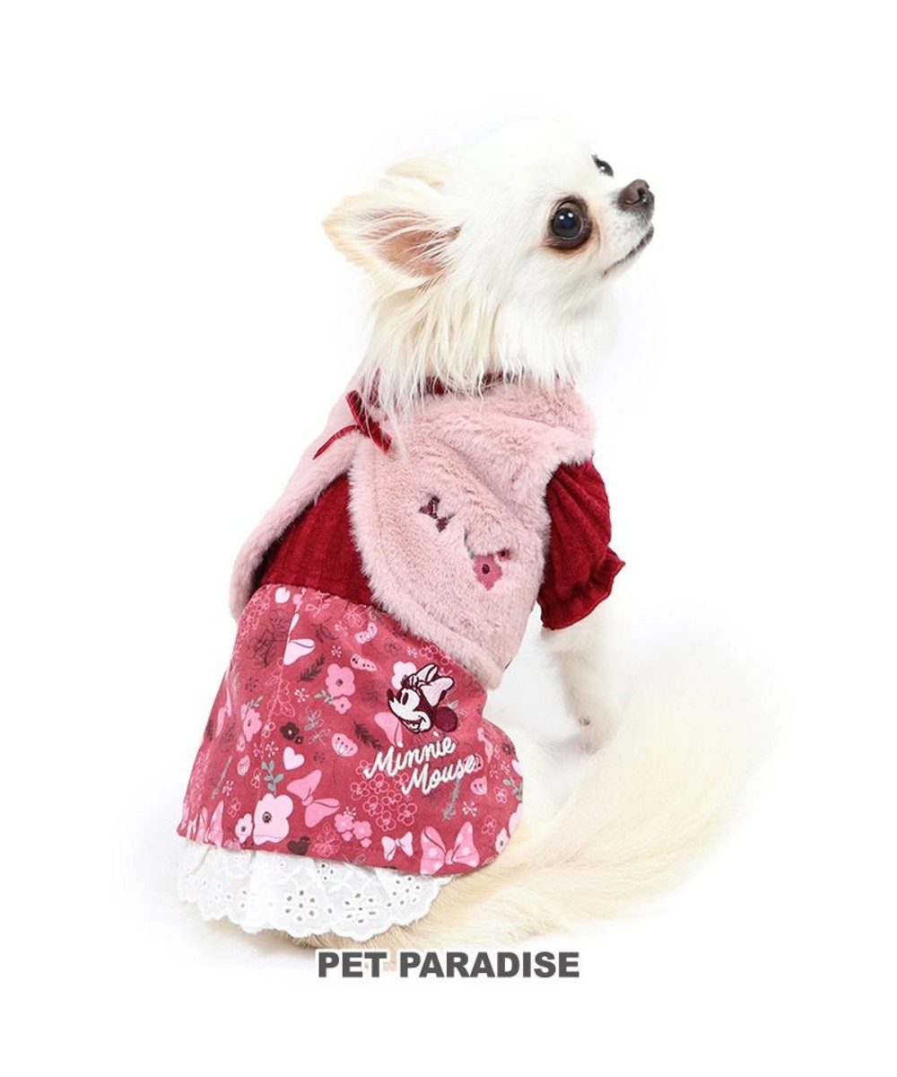 ＜オンワード＞PET PARADISE>ペットグッズ 犬 服 ディズニー ミニーマウス ワンピース 【小型犬】 ボア ベスト付き ピンク（淡） ＤＳ