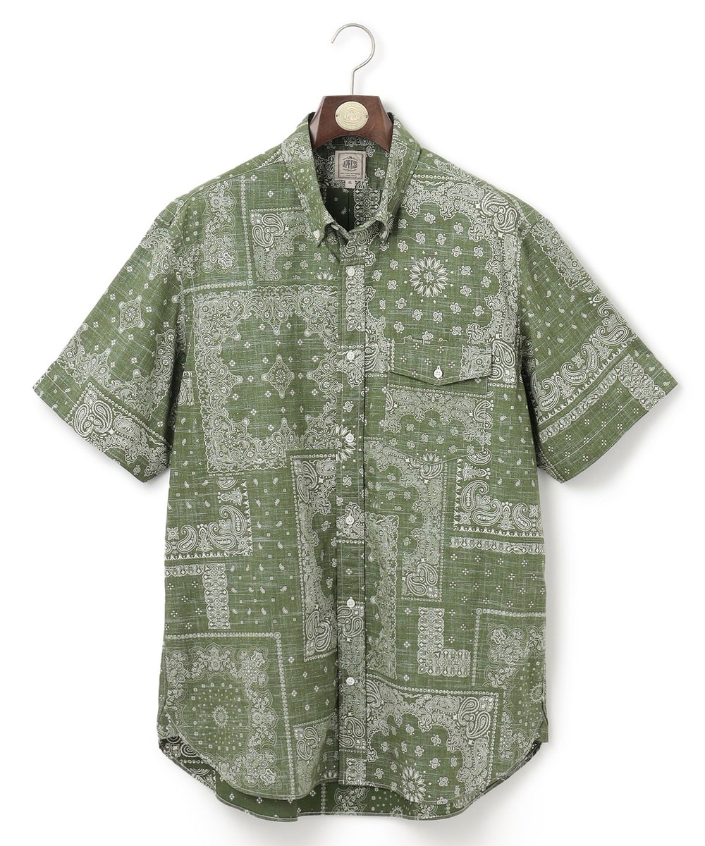 【オンワード】 J.PRESS MEN>トップス 【KING SIZE】ペイズリーバンダナプリント シャツ スモーキーグリーン 2L メンズ 【オンワード】 J.PRESS MEN>トップス 【KING SIZE】ペイズリーバンダナプリント シャツ スモーキーグリーン 2L メンズ