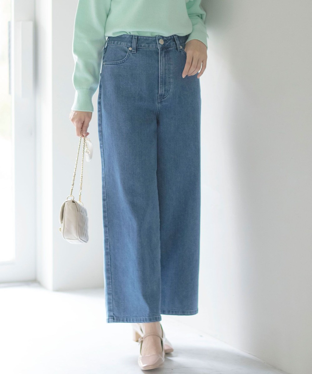 【オンワード】 組曲 L(大きいサイズ)>パンツ ライトデニム セミワイドパンツ ライトインディゴ 6 レディース 【オンワード】 組曲 L(大きいサイズ)>パンツ ライトデニム セミワイドパンツ ライトインディゴ 6 レディース