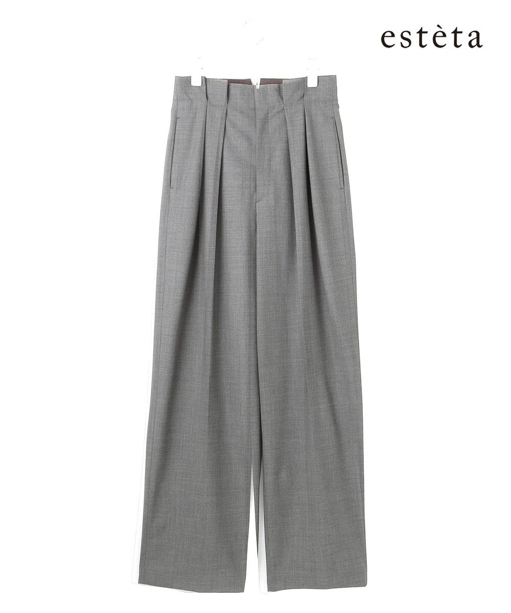 【オンワード】 23区 L（大きいサイズ）>パンツ 【エステータ】ウールトロドライストレッチ タックワイドパンツ グレー 46 レディース