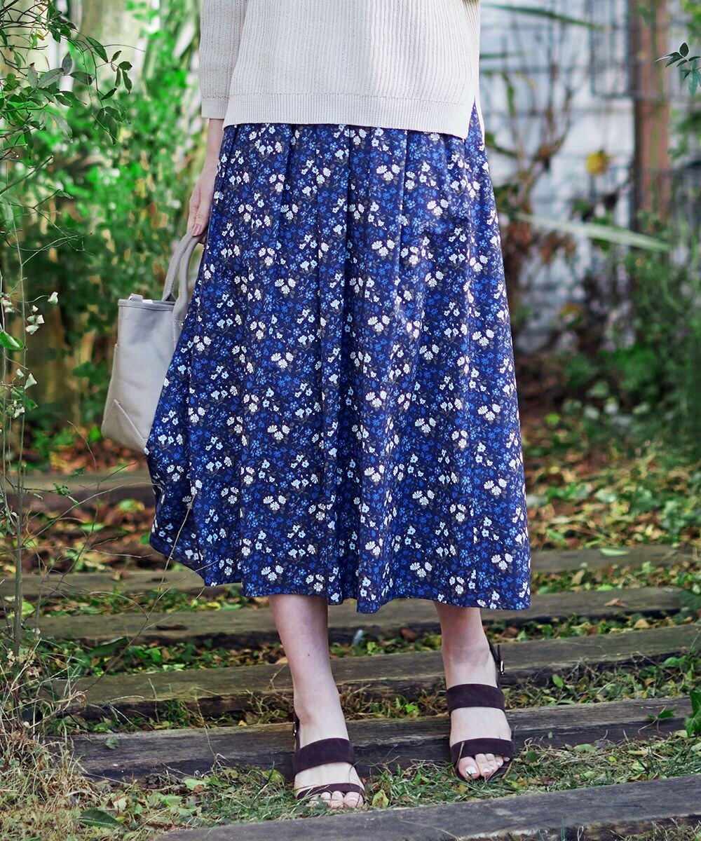 【オンワード】 J.PRESS LADIES>スカート 【洗える】リバティプリント スカート ネイビー 9 レディース 【送料無料】