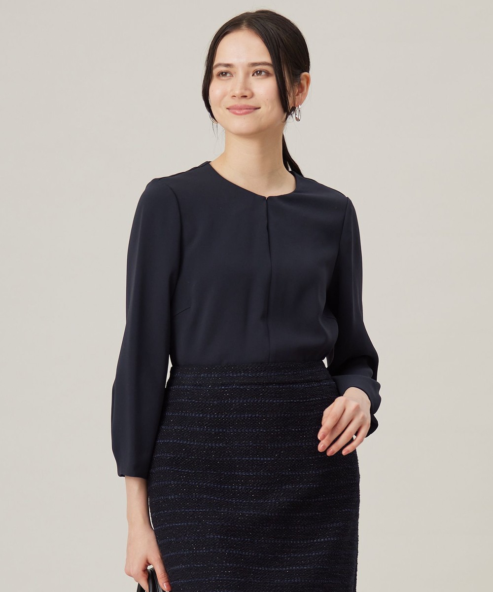 【オンワード】 自由区>トップス 【セットアップ対応・洗える】トリアセダブルクロス ブラウス ネイビー 40 レディース 【オンワード】 自由区>トップス 【セットアップ対応・洗える】トリアセダブルクロス ブラウス ネイビー 40 レディース