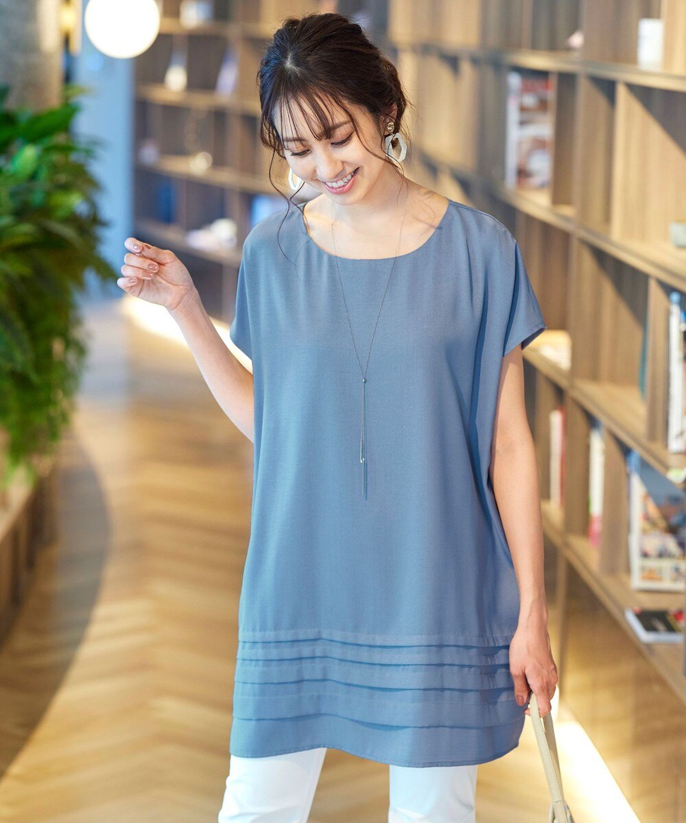 【洗える】幅広く活躍が期待できる麻調裾タックチュニック