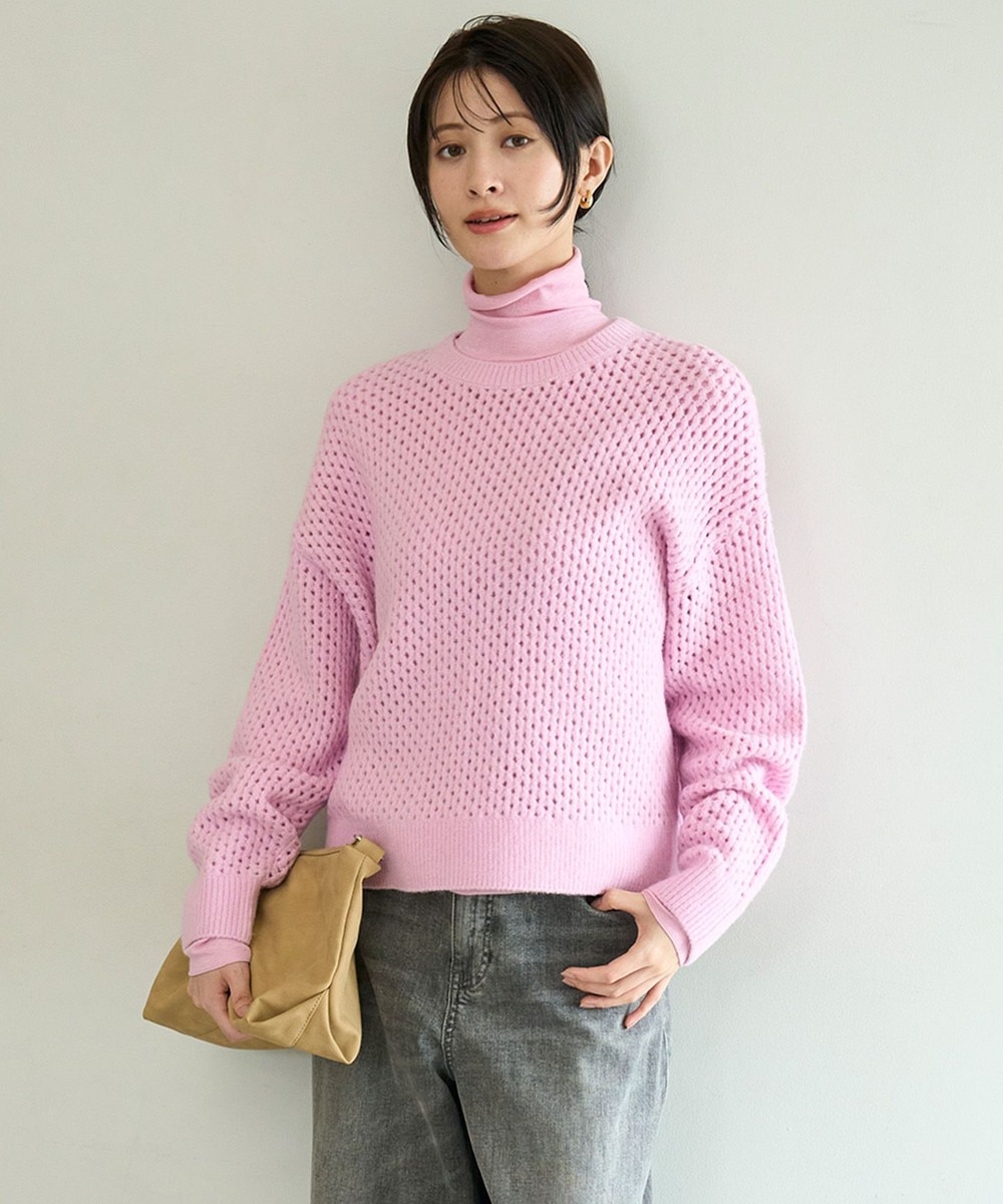 【オンワード】 UNFILO>トップス 【洗える/抗菌防臭】ふわふわニット メッシュプルオーバー ピンク L レディース 【オンワード】 UNFILO>トップス 【洗える/抗菌防臭】ふわふわニット メッシュプルオーバー ピンク L レディース