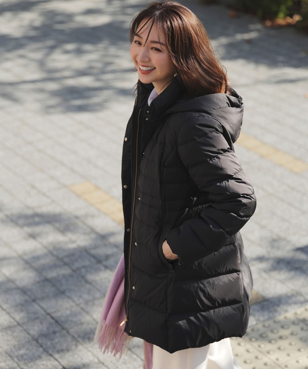 【オンワード】 ANY SIS>ジャケット/アウター 【2WAY】シルキータフタロング ダウン ブラック M レディース