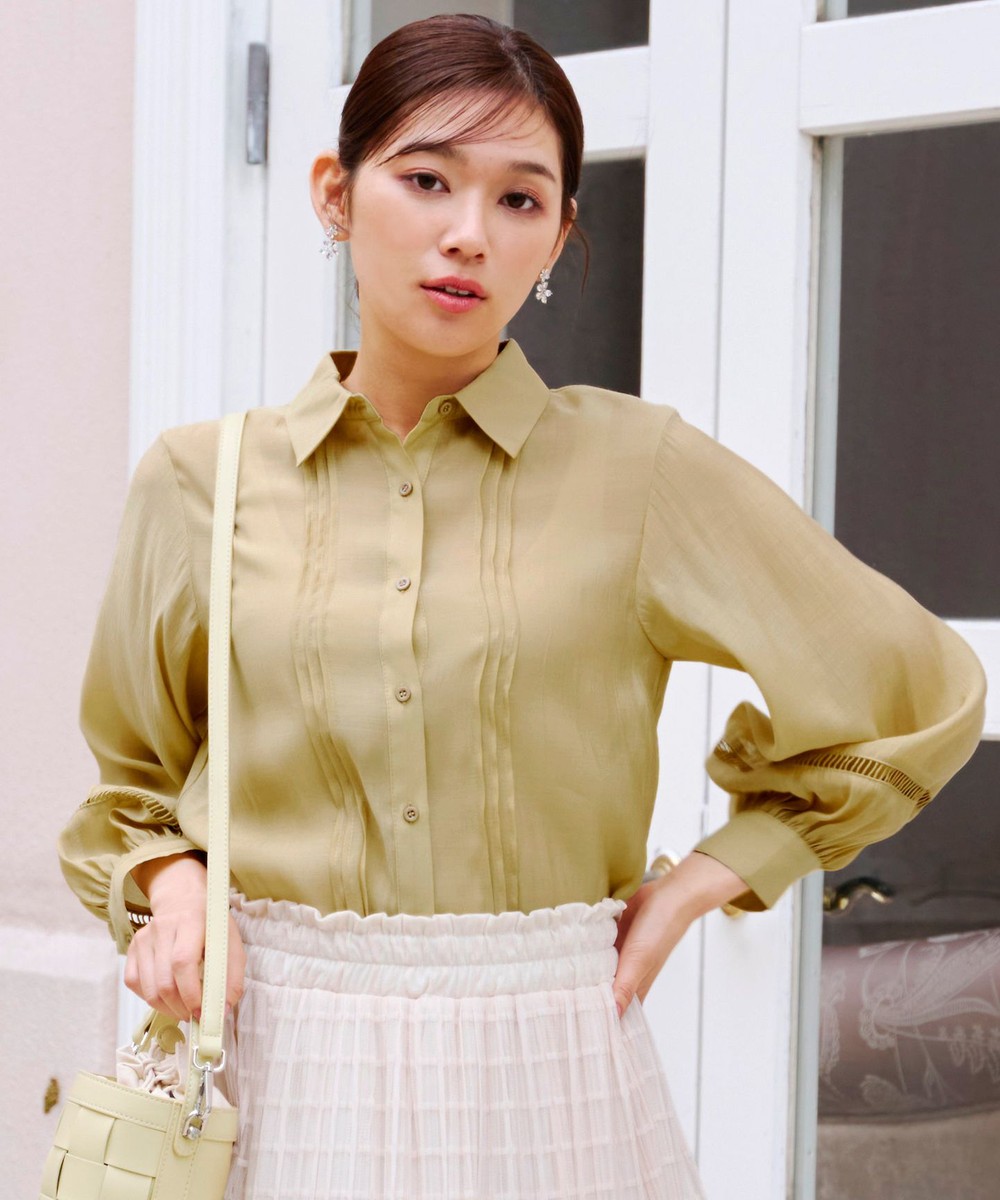 【洗える】はしごレースパフ袖シャツ