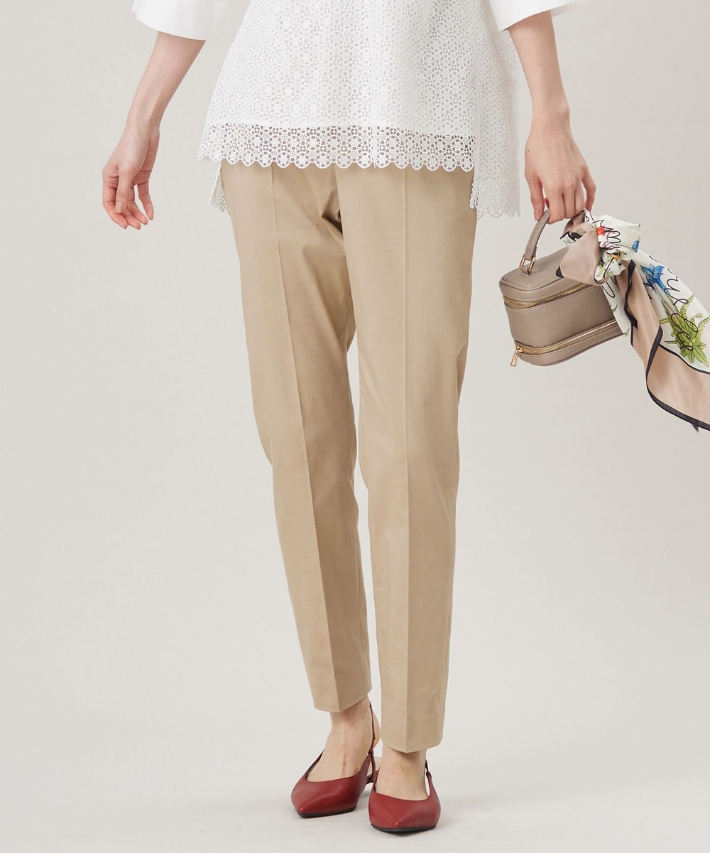 【オンワード】 自由区>パンツ 【UVカット・接触冷感・洗える】コットンサテンテーパード パンツ ベージュ 40 レディース 【オンワード】 自由区>パンツ 【UVカット・接触冷感・洗える】コットンサテンテーパード パンツ ベージュ 40 レディース