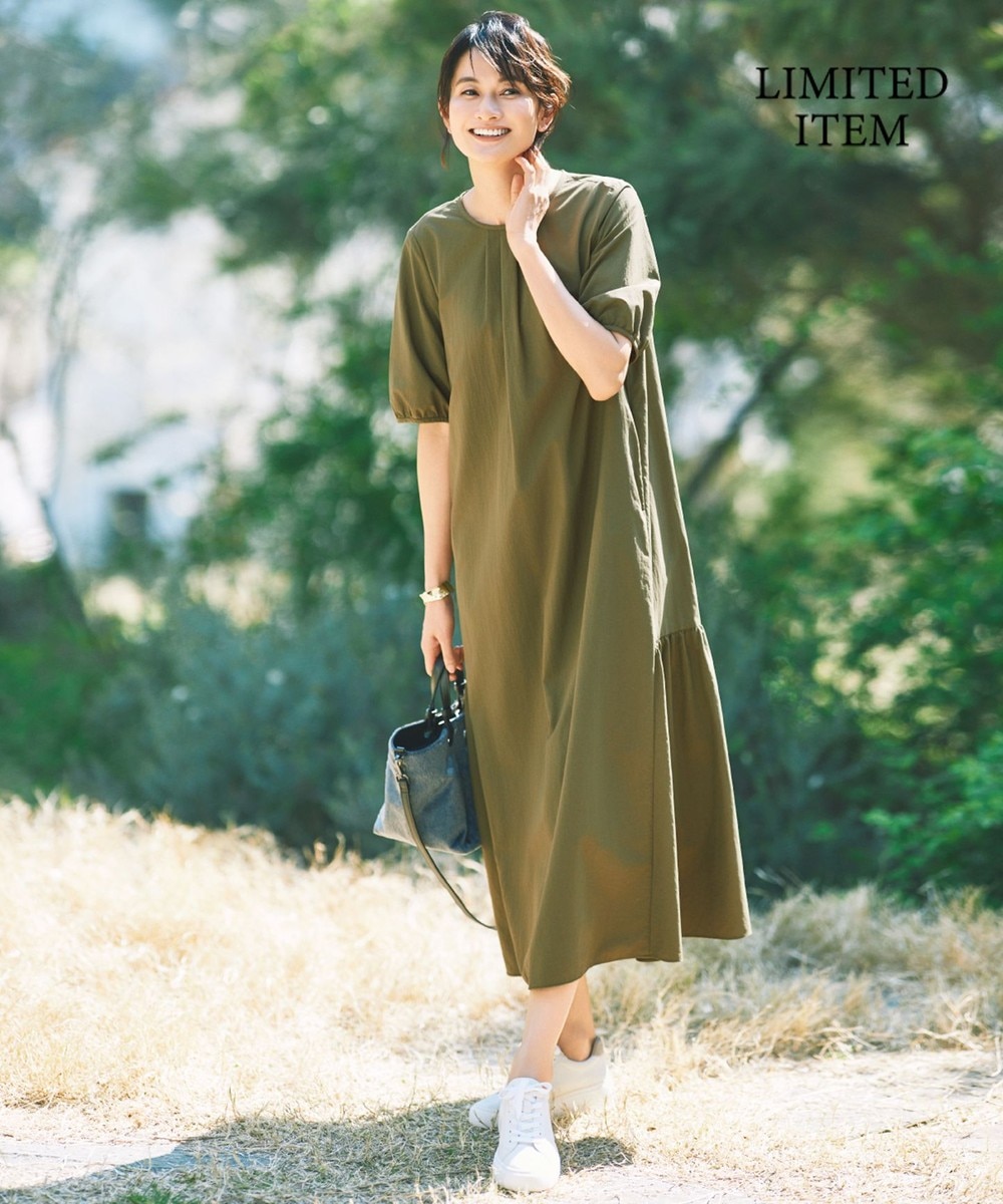 【オンワード】 自由区>ワンピース 【カタログ掲載・WEB限定・接触冷感・UVカット・洗える】ファンクショナル ドレス カーキ 40 レディース 【オンワード】 自由区>ワンピース 【カタログ掲載・WEB限定・接触冷感・UVカット・洗える】ファンクショナル ドレス カーキ 40 レディース