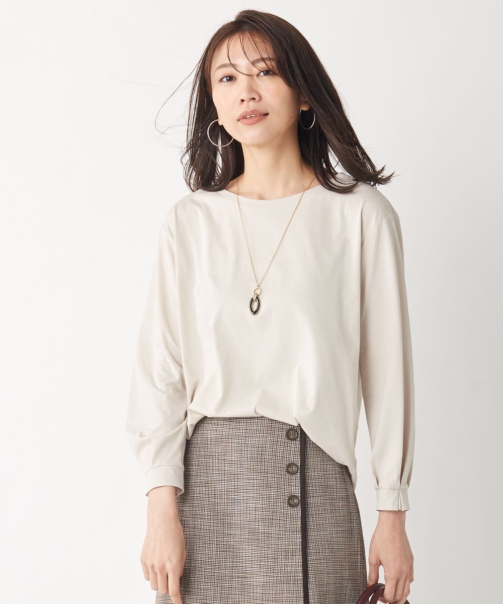 【オンワード】 J.PRESS LADIES>トップス 【吸水速乾加工】タックスリーブジャージー カットソー ベージュ F レディース 【送料無料】