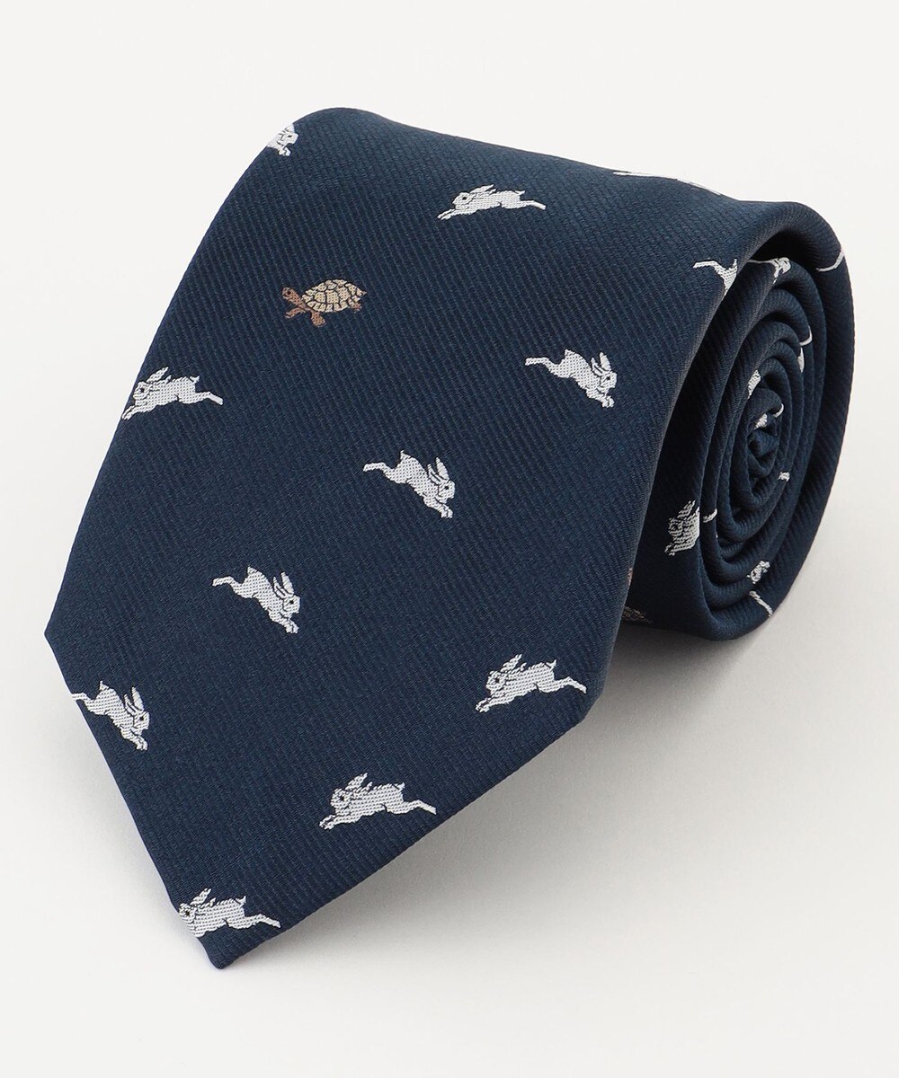 【オンワード】 J.PRESS MEN>スーツ/ネクタイ 【J.PRESS JOKE TIE COLLECTION】ウサギと亀 ネイビー F メンズ