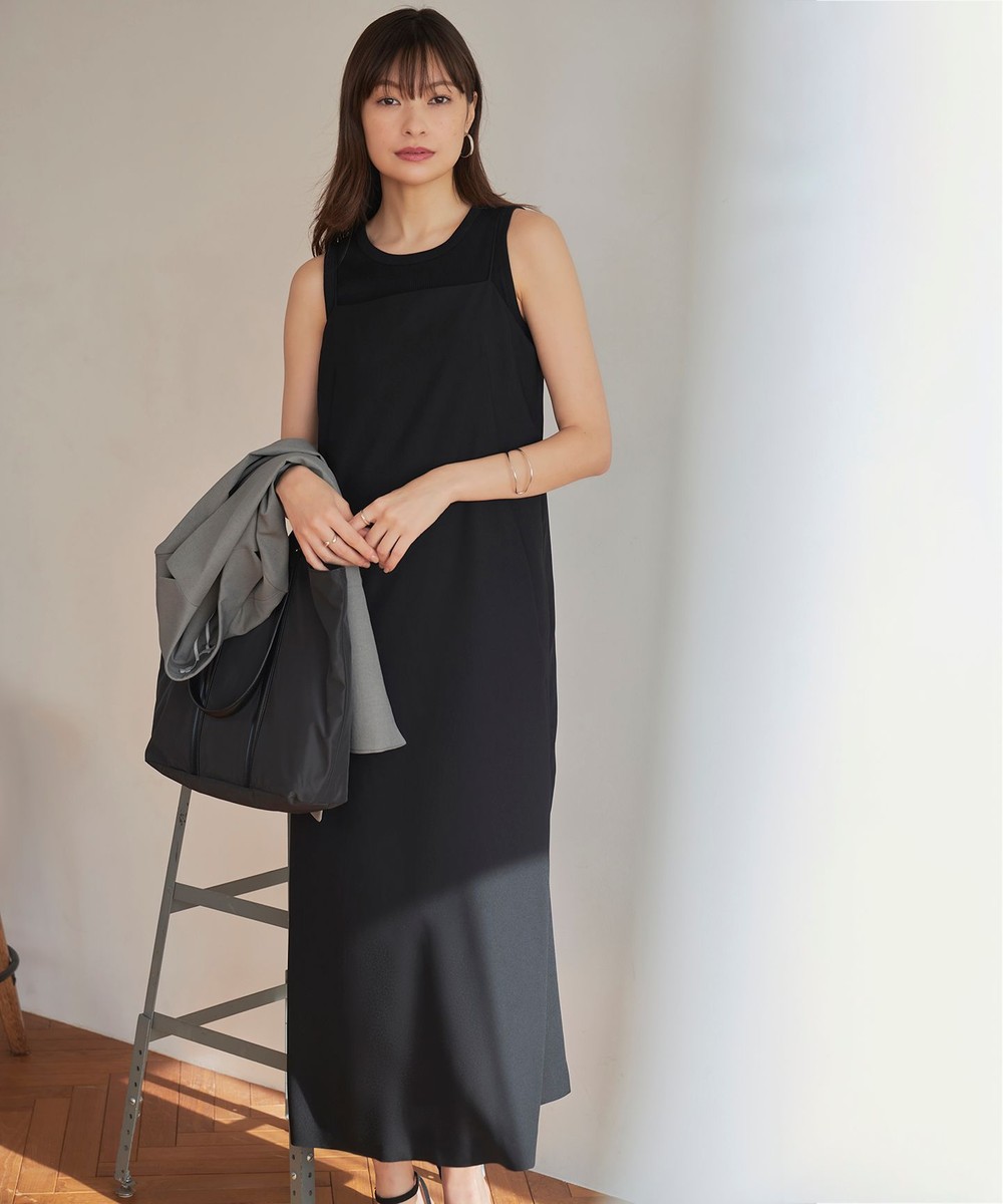 【オンワード】 ICB>ワンピース 【接触冷感・UVケア・速乾・洗える】FluidBackSatin キャミソールワンピース ブラック 4 レディース 【オンワード】 ICB>ワンピース 【接触冷感・UVケア・速乾・洗える】FluidBackSatin キャミソールワンピース ブラック 4 レディース
