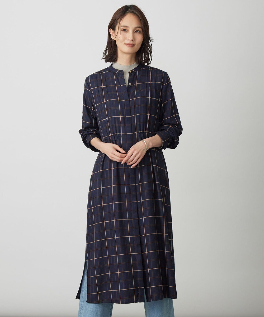 【オンワード】 J.PRESS LADIES S（小さいサイズ）>ワンピース サイロチェック ストライプ ワンピース ネイビーチェック P5 レディース