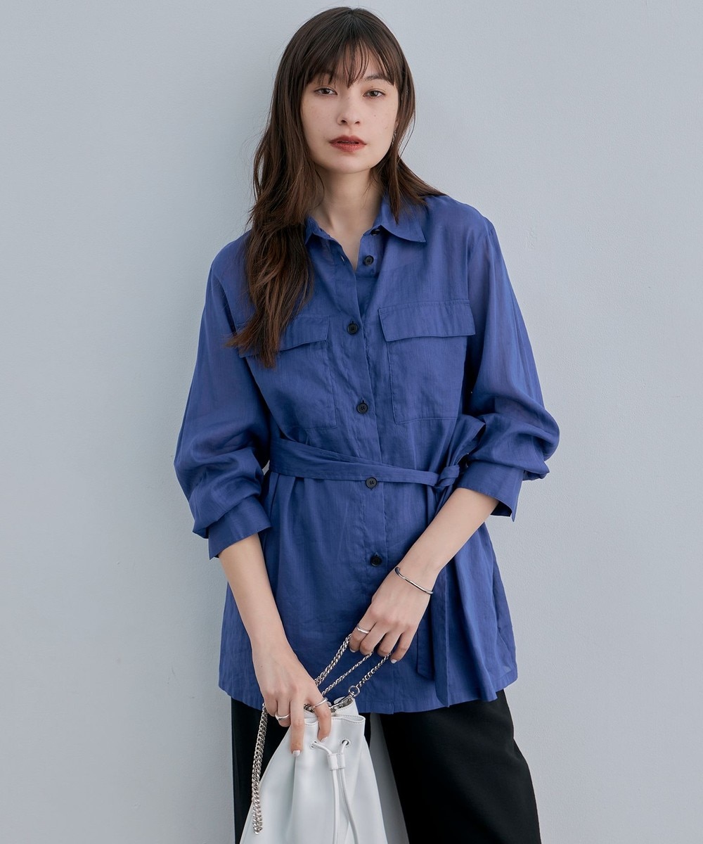 【オンワード】 ICB>トップス 【洗える】ラミーコットンボイル シアーシャツ ラピスラズリ 4 レディース 【オンワード】 ICB>トップス 【洗える】ラミーコットンボイル シアーシャツ ラピスラズリ 4 レディース