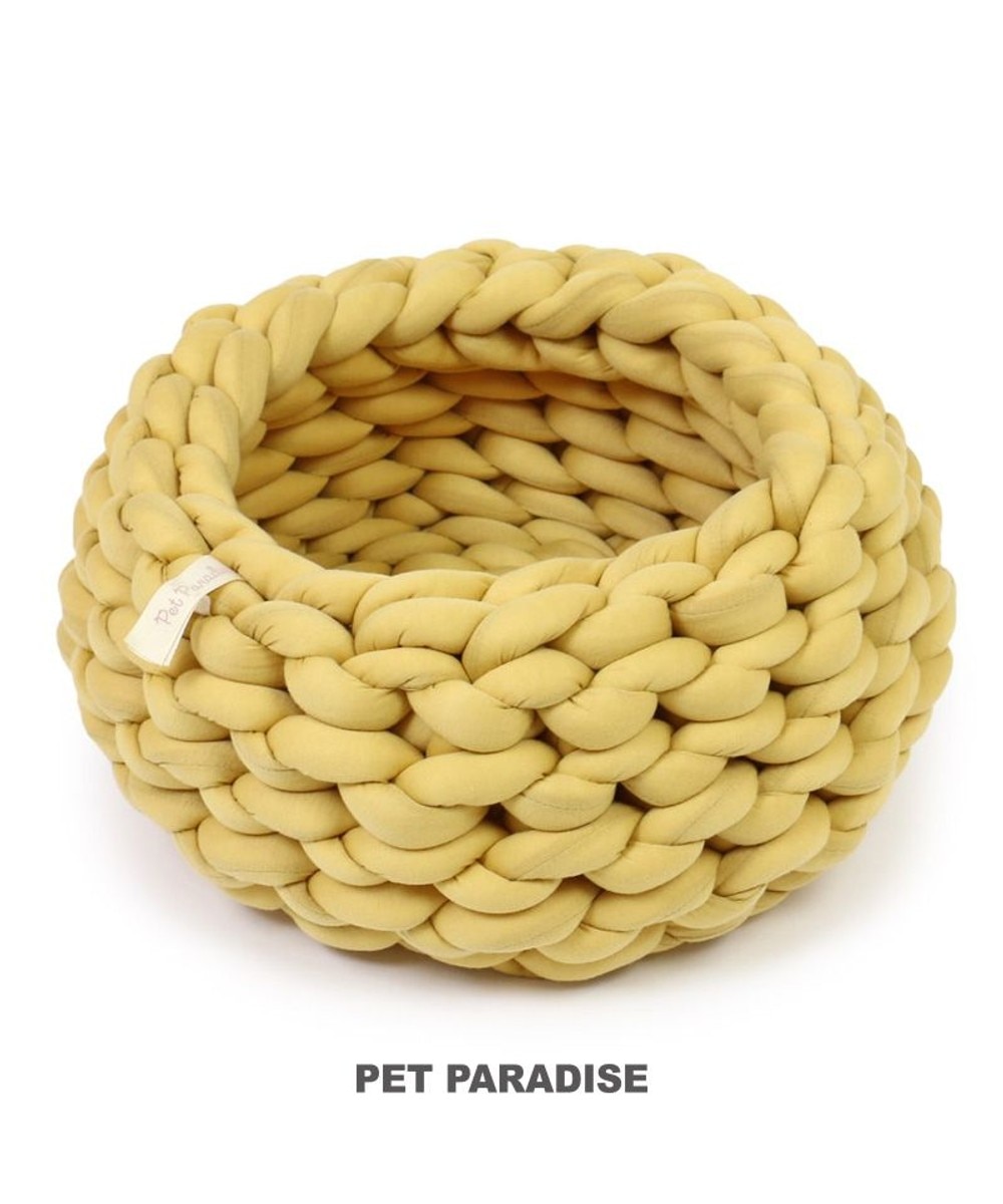 PET PARADISE>ペットグッズ 猫 ベッド おしゃれ 編み カドラー (42cm) マスタード Ｐ／3ｋ 【送料無料】
