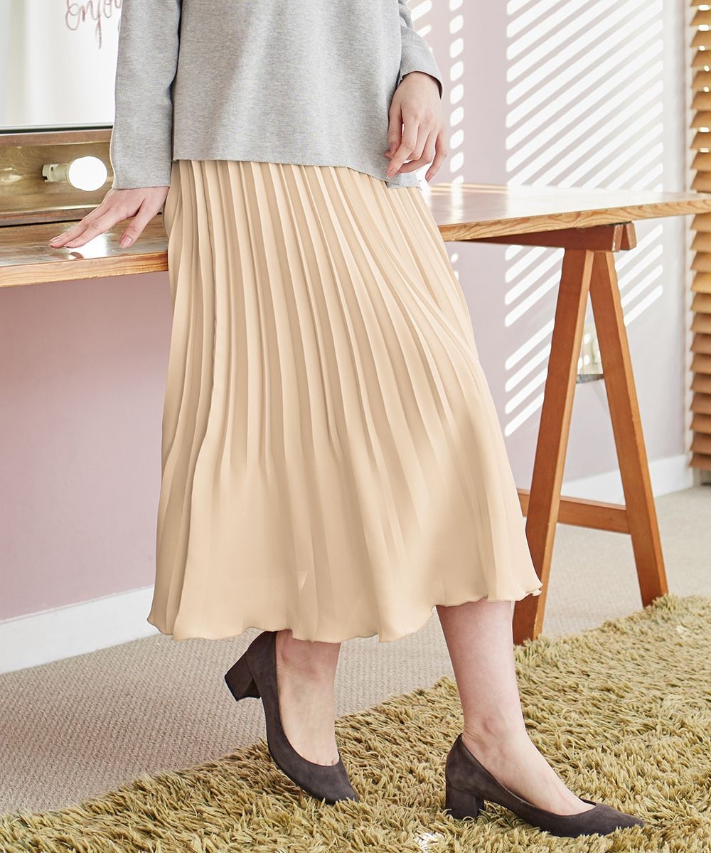 【オンワード】 J.PRESS LADIES L>スカート 【洗える】バックジョーゼットサテン プリーツスカート ライトグリーン T13 レディース 【送料無料】