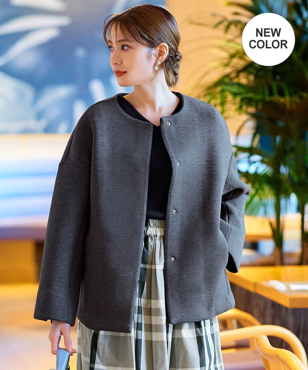 ダイバー素材ノーカラージャケット