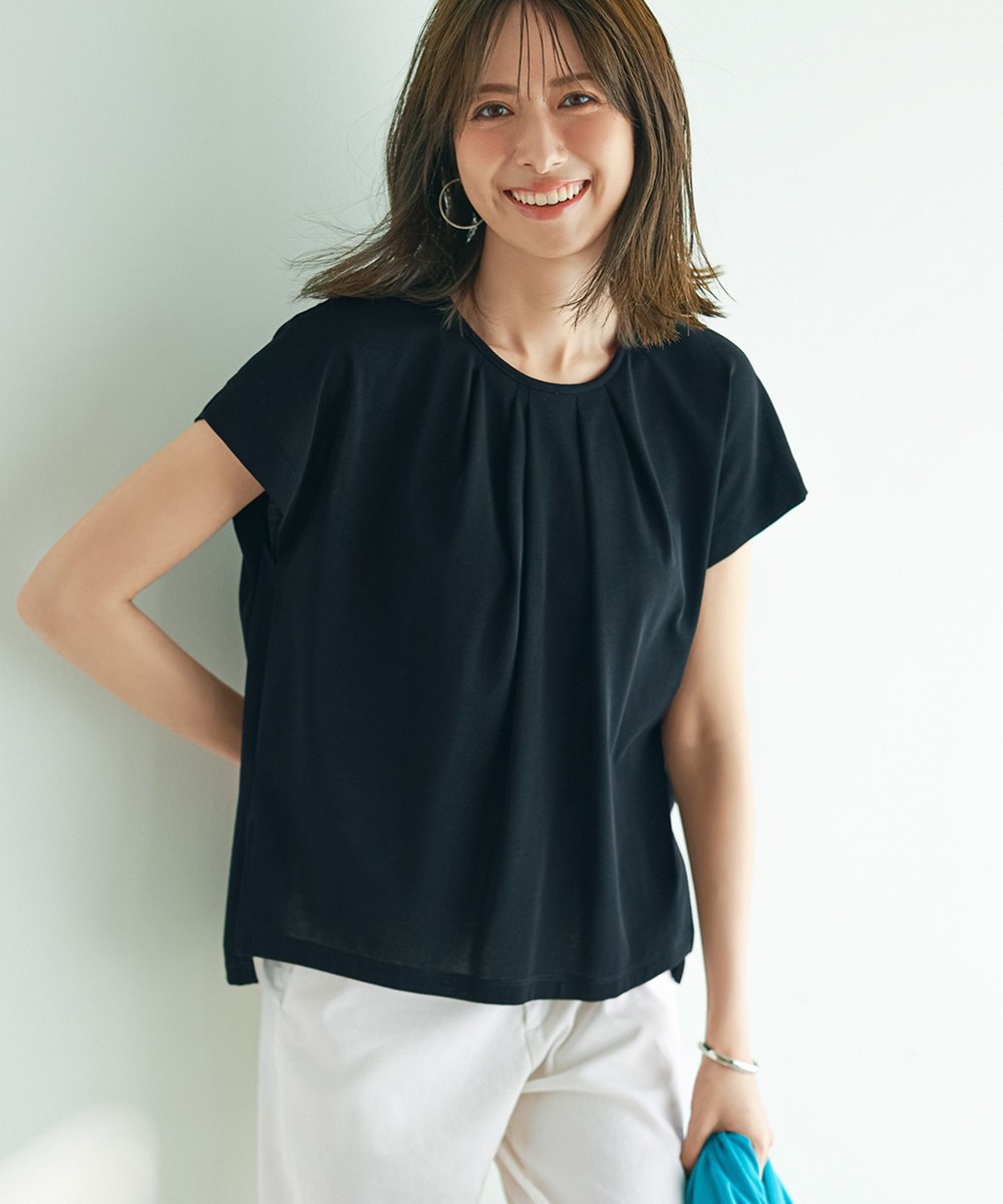 【オンワード】 23区>トップス 【接触冷感/洗える】ツイストコットンプレーティング タックデザイン カットソー ブラック 38 レディース 【オンワード】 23区>トップス 【接触冷感/洗える】ツイストコットンプレーティング タックデザイン カットソー ブラック 38 レディース