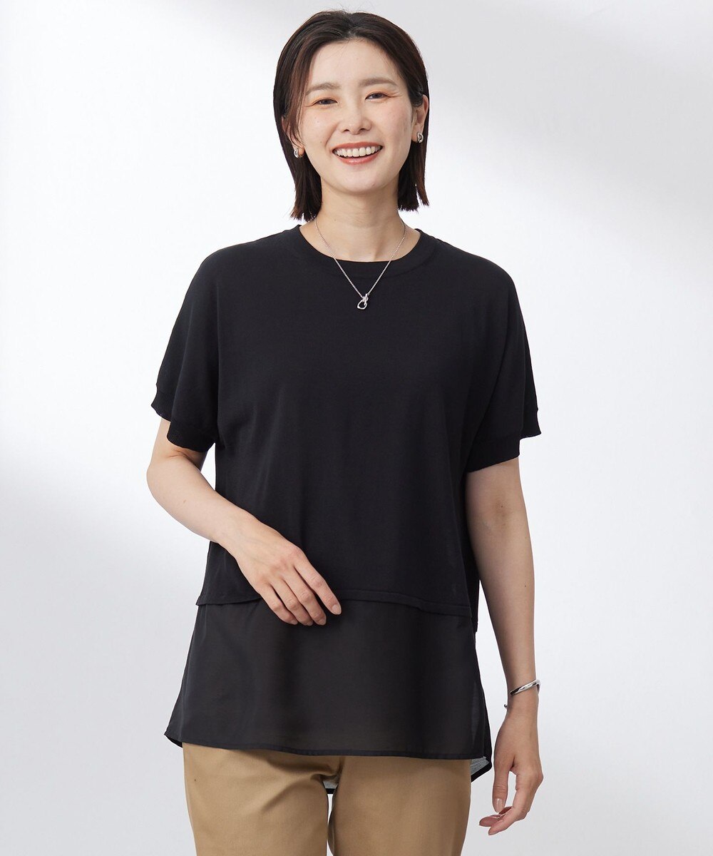 【オンワード】 J.PRESS LADIES>トップス 【洗える・抗菌防臭】FABRIC コンビ ニット ブラック F レディース 【オンワード】 J.PRESS LADIES>トップス 【洗える・抗菌防臭】FABRIC コンビ ニット ブラック F レディース