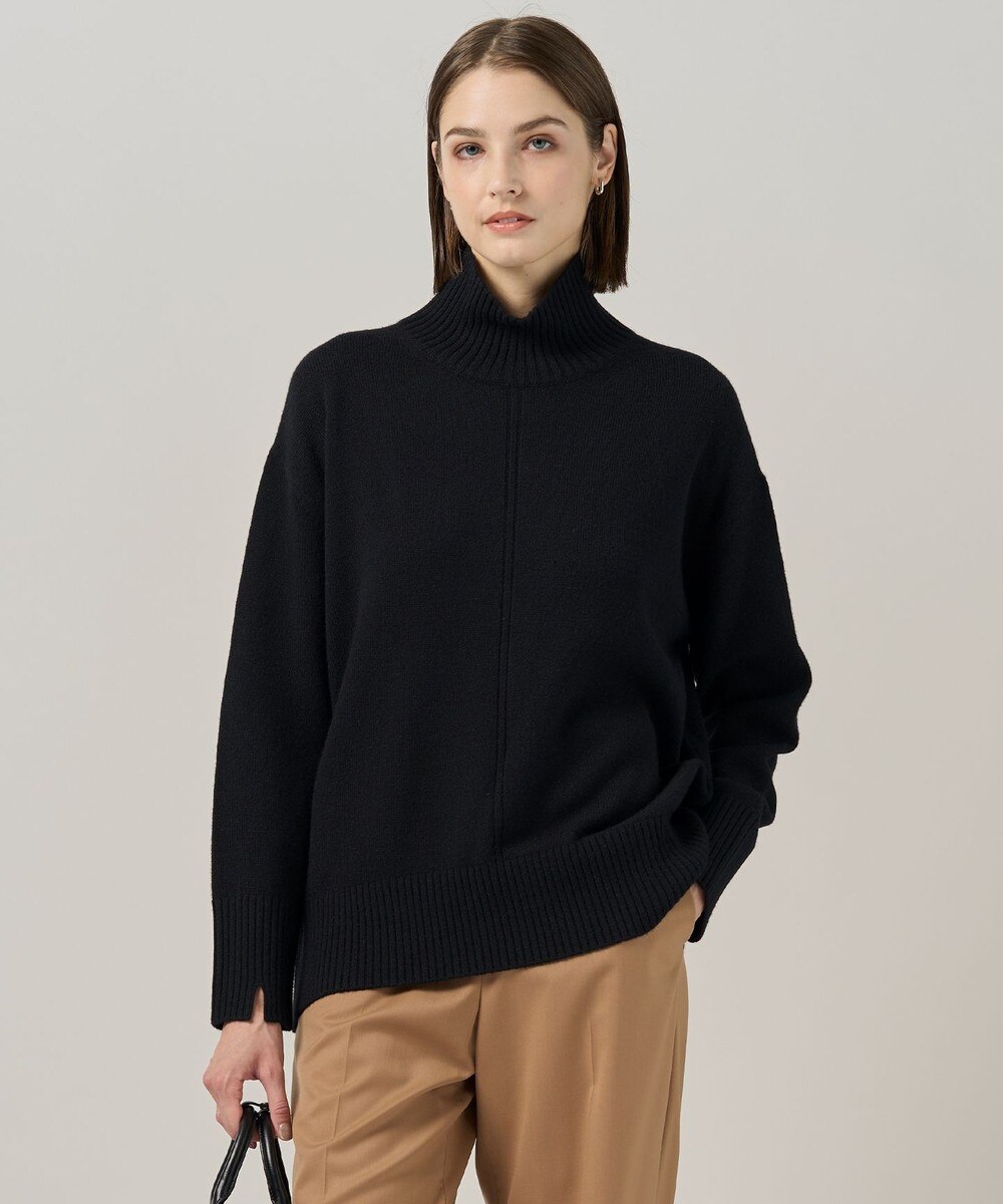 【オンワード】 ICB L（大きいサイズ）>トップス 【新色追加・洗える】ソフトカシミヤミックス ハイネックニット ブラック L レディース