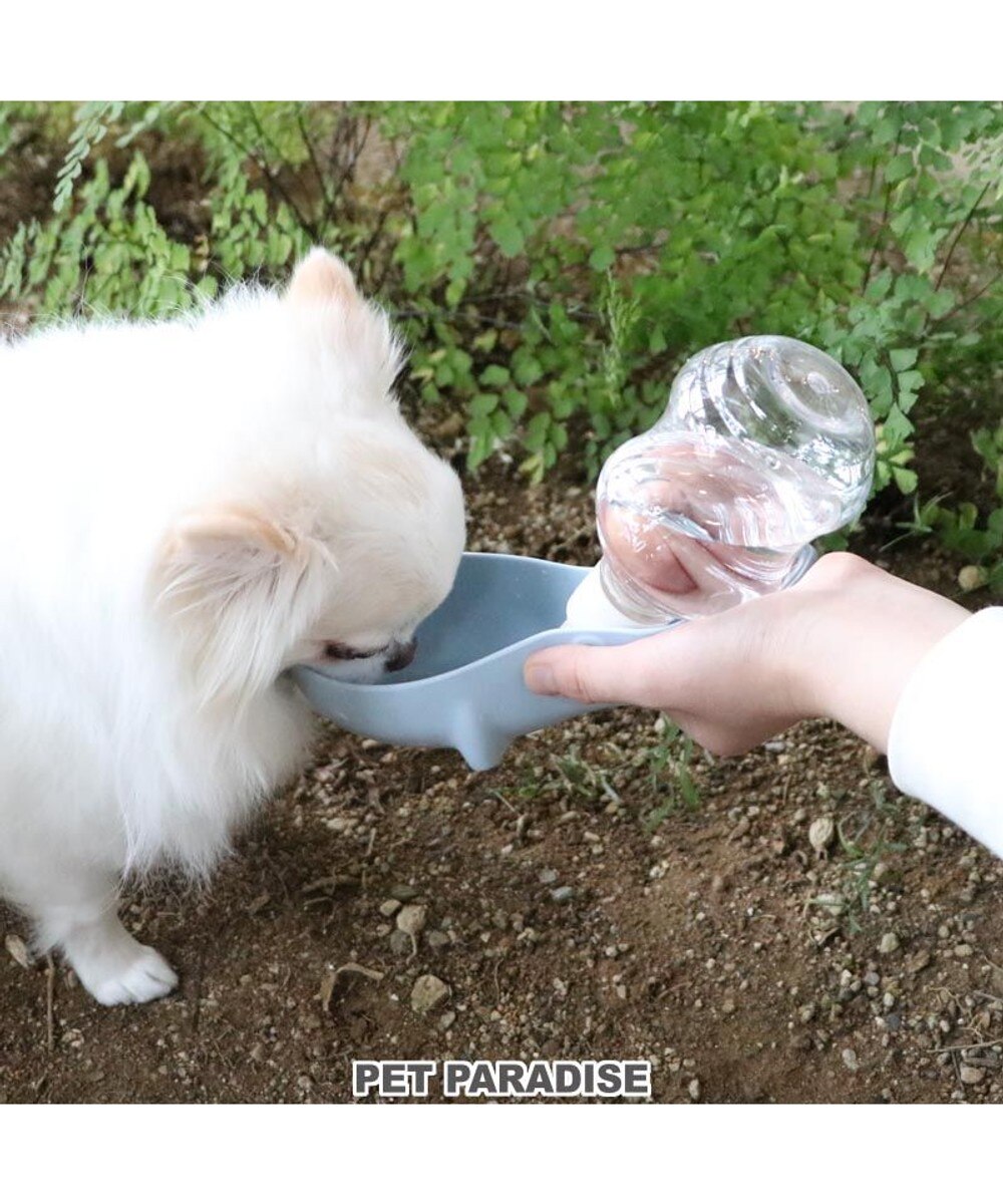 PET PARADISE>ペットグッズ ペットパラダイス 受け皿付きお水携帯ボトル 水色 -