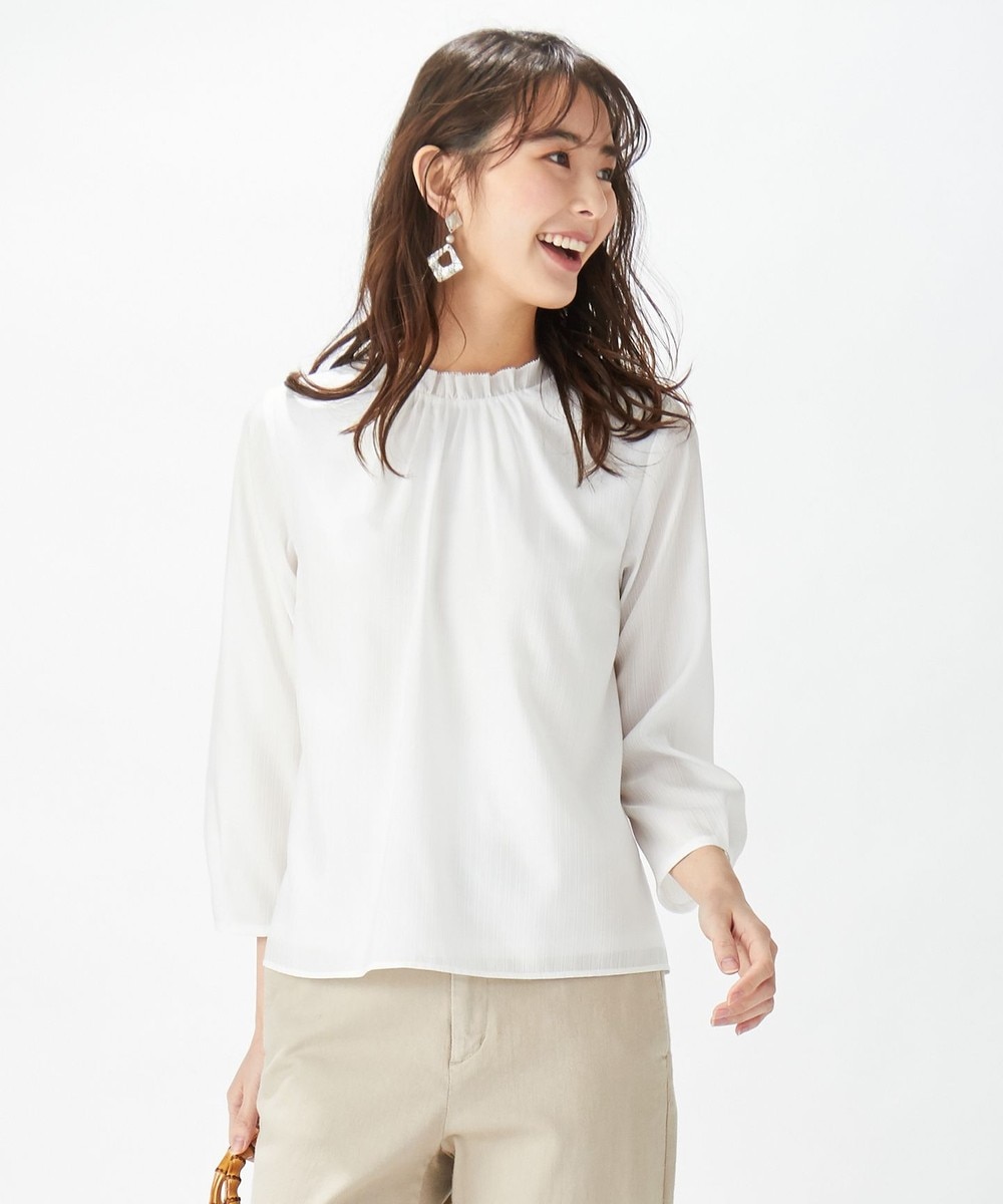 【オンワード】 J.PRESS LADIES L>トップス カチオンストライプ カットソー ホワイト T13 レディース 【送料無料】