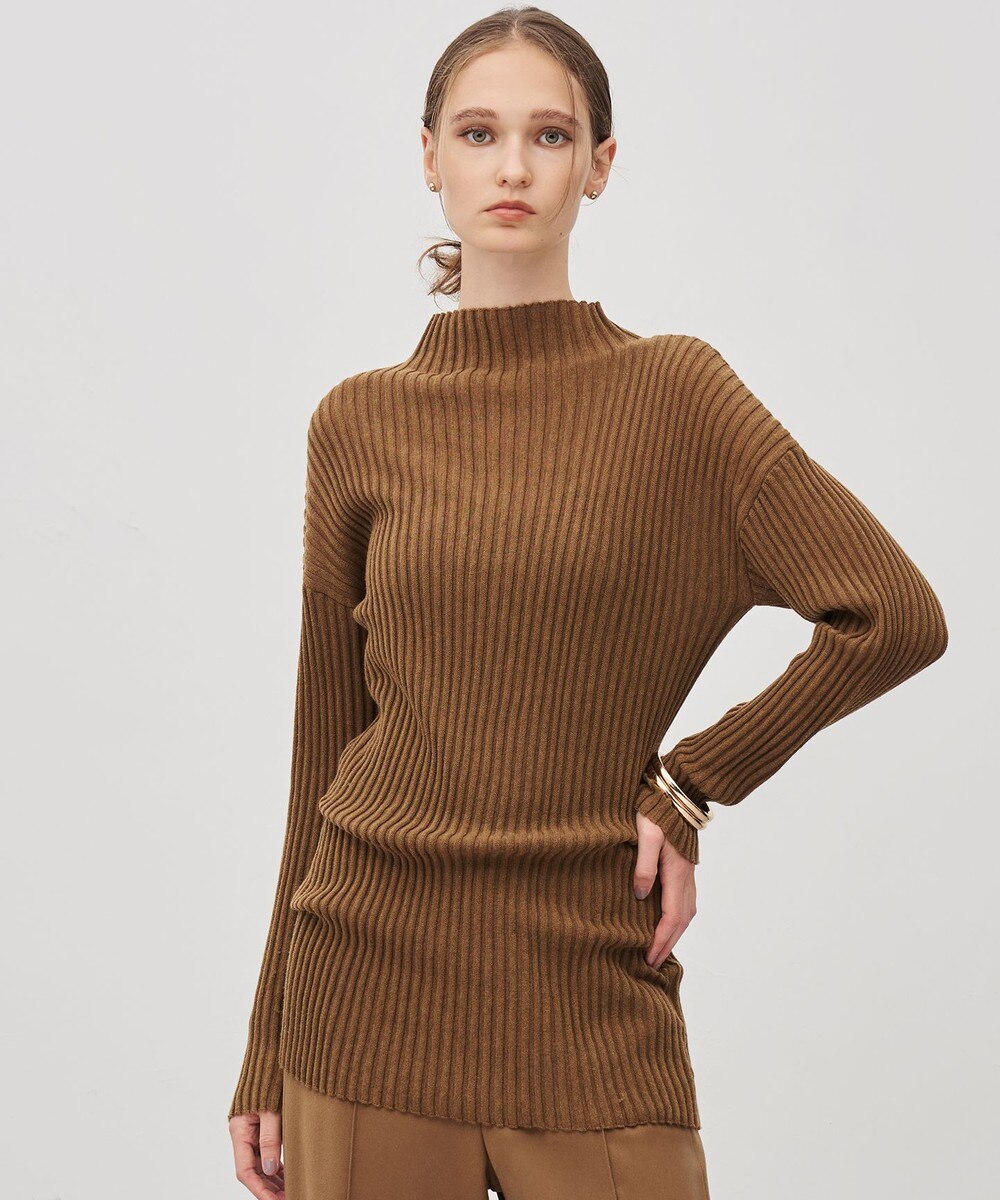 【オンワード】 uncrave>トップス 【手洗い可】シアーストライプニット タートルトップス キャメル F レディース