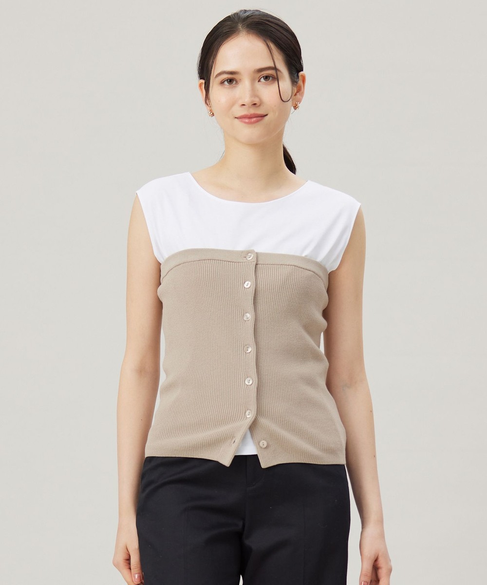 【オンワード】 自由区 L(大きいサイズ)>トップス 【洗える】ドライコットンハイゲージニット ビスチェ ベージュ 44 レディース 【オンワード】 自由区 L(大きいサイズ)>トップス 【洗える】ドライコットンハイゲージニット ビスチェ ベージュ 44 レディース