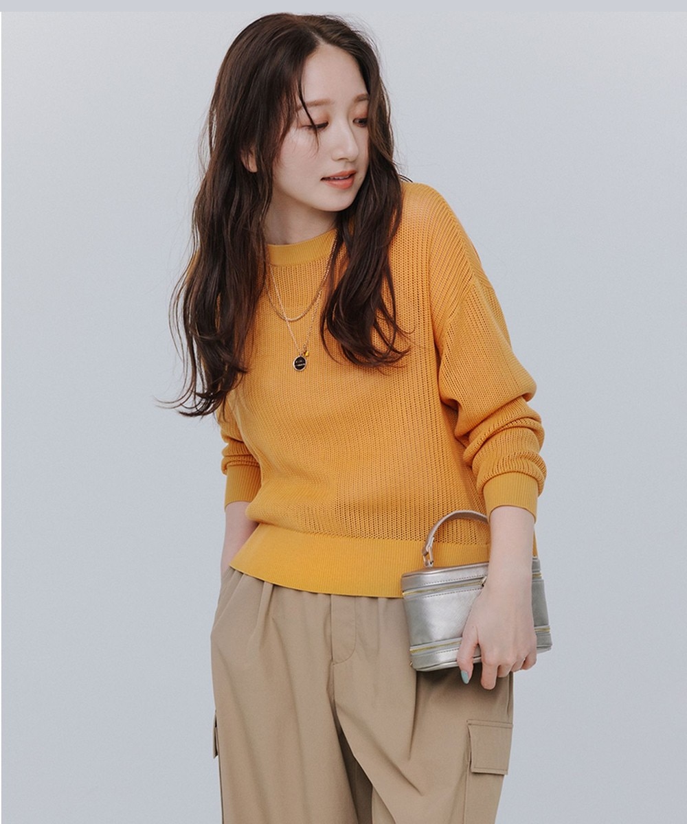 【オンワード】 UNFILO>トップス メッシュ クロップドニット マリーゴールド S レディース 【オンワード】 UNFILO>トップス メッシュ クロップドニット マリーゴールド S レディース