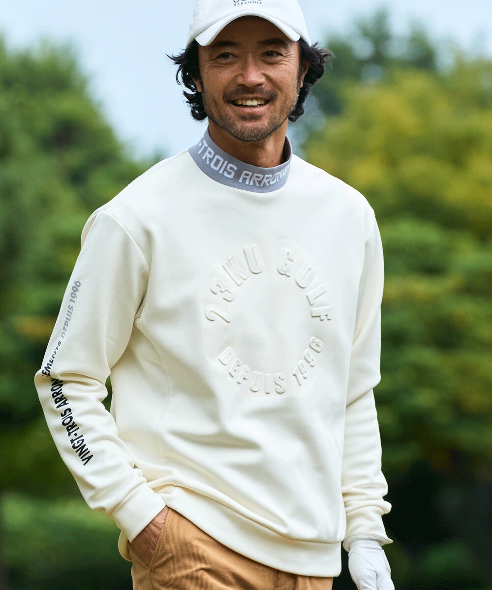 【オンワード】 23区GOLF>トップス 【MEN】冬の暖かトップス！ストレッチ裏フリース アイボリー LL メンズ