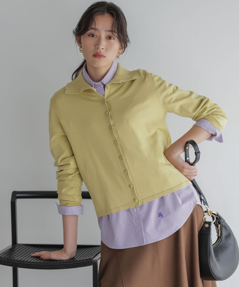 【オンワード】 組曲 L（大きいサイズ）>トップス 【前後着用可 / 加藤ローサさん着用】スムースストレッチタートル ニット イエロー 6 レディース