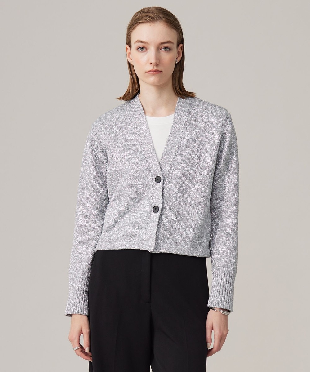 【オンワード】 ICB>トップス 【洗える】リッチシャインニット カーディガン シルバー S レディース 【オンワード】 ICB>トップス 【洗える】リッチシャインニット カーディガン シルバー S レディース