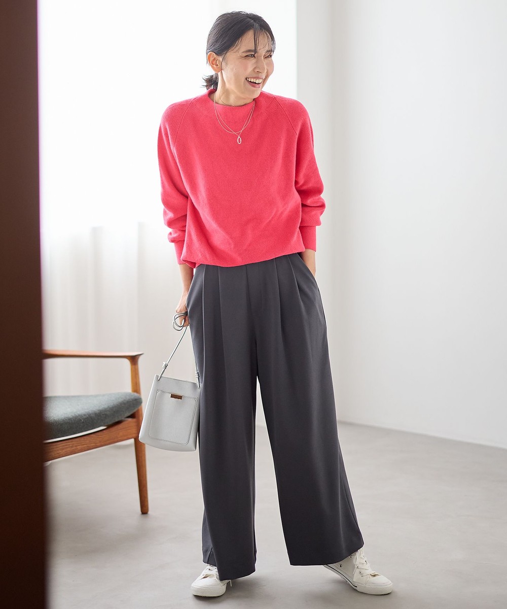 【オンワード】 ANY>パンツ 【洗濯機可/ウエストゴム】2タックジョーゼットワイドパンツ チャコール 2 レディース 【オンワード】 ANY>パンツ 【洗濯機可/ウエストゴム】2タックジョーゼットワイドパンツ チャコール 2 レディース