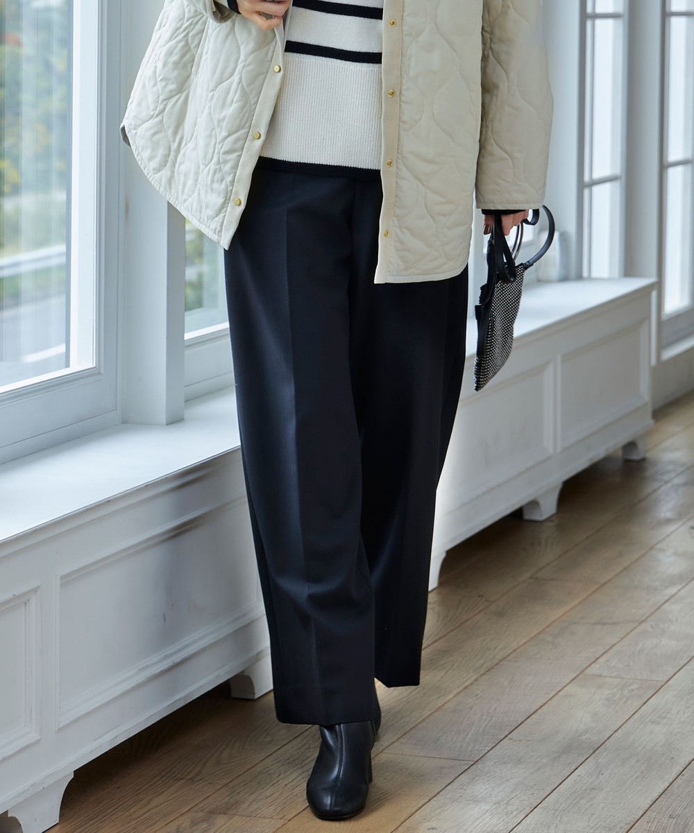 【オンワード】 自由区>パンツ 【撥水加工・洗える】TRギャバ裏起毛ワイド パンツ ブラック 38 レディース 【オンワード】 自由区>パンツ 【撥水加工・洗える】TRギャバ裏起毛ワイド パンツ ブラック 38 レディース