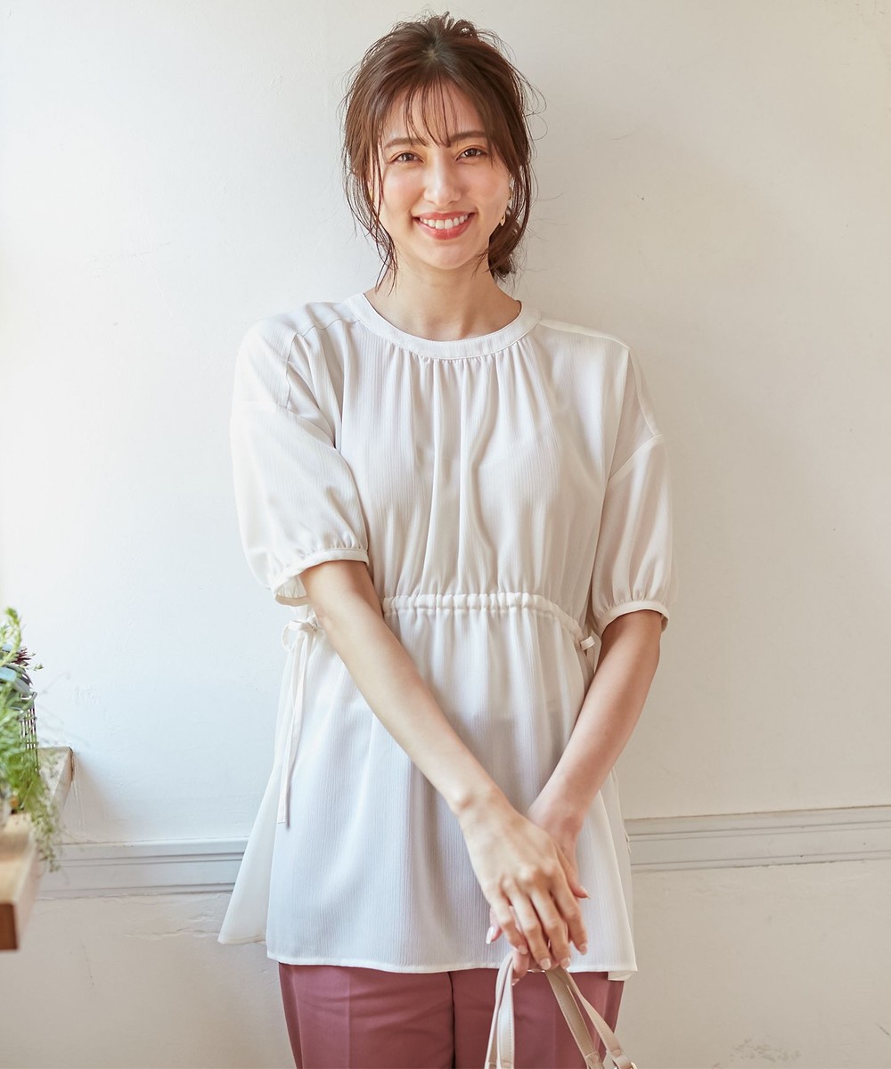 【オンワード】 any SiS>トップス 【洗える】ギャザーボリュームチュニック ブラウス アイボリー 2 レディース 【送料無料】