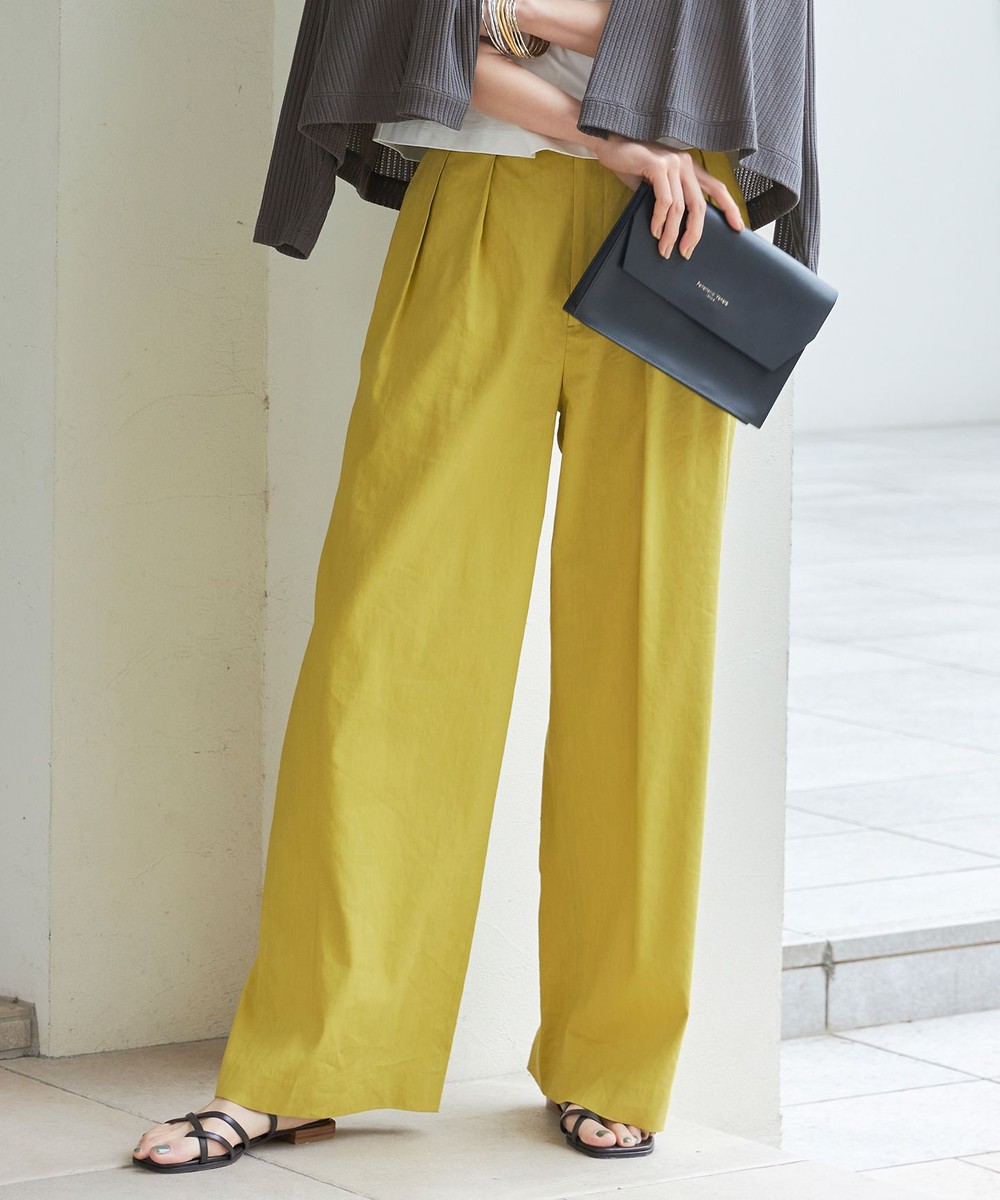 【オンワード】 自由区>パンツ 【セットアップ対応・洗える】リネンビスコースストレッチワイド パンツ ピスタチオ 40 レディース 【オンワード】 自由区>パンツ 【セットアップ対応・洗える】リネンビスコースストレッチワイド パンツ ピスタチオ 40 レディース