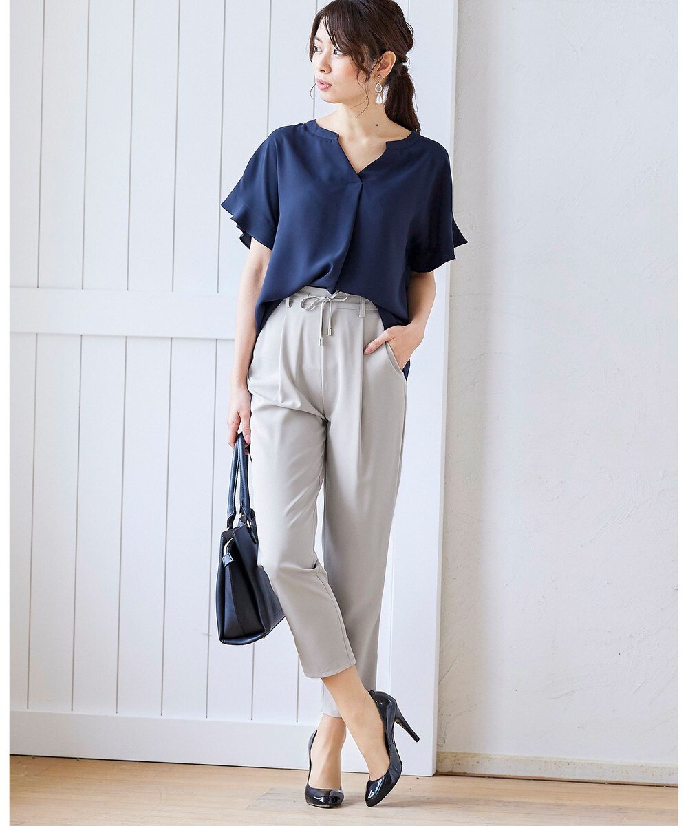 【オンワード】 Tiaclasse>パンツ 【洗える】幅広く活躍が期待できるドロストパンツ モーヴピンク S レディース 【送料無料】