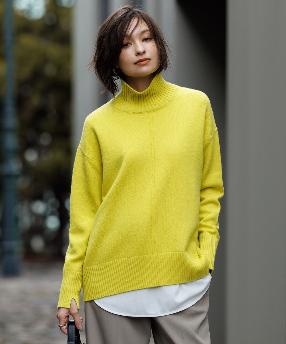 【オンワード】 ICB>トップス 【新色追加・洗える】ソフトカシミヤミックス ハイネックニット イエロー S レディース 【オンワード】 ICB>トップス 【新色追加・洗える】ソフトカシミヤミックス ハイネックニット イエロー S レディース