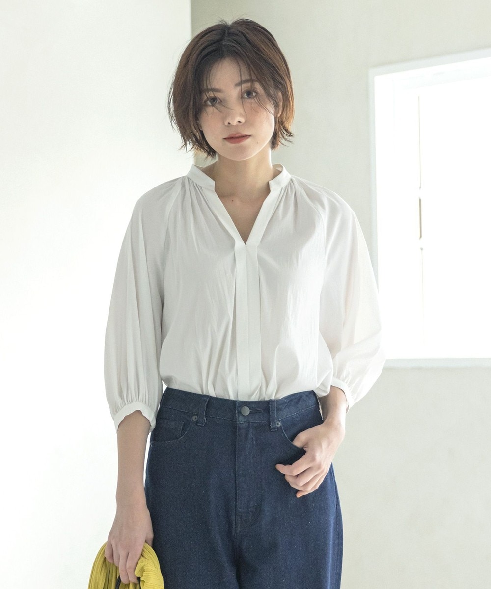 【オンワード】 ICB>トップス 【洗える】Tencel Nylon Stretch ブラウス ホワイト 4 レディース 【送料無料】