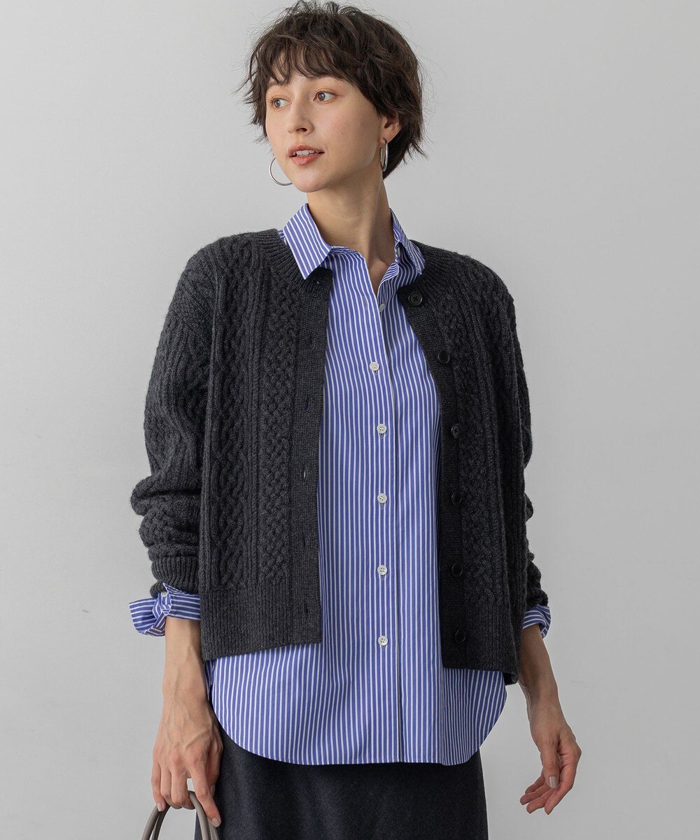 【オンワード】 23区>トップス 【洗える】カシミヤブレンド ケーブルニットカーディガン グレー 38 レディース