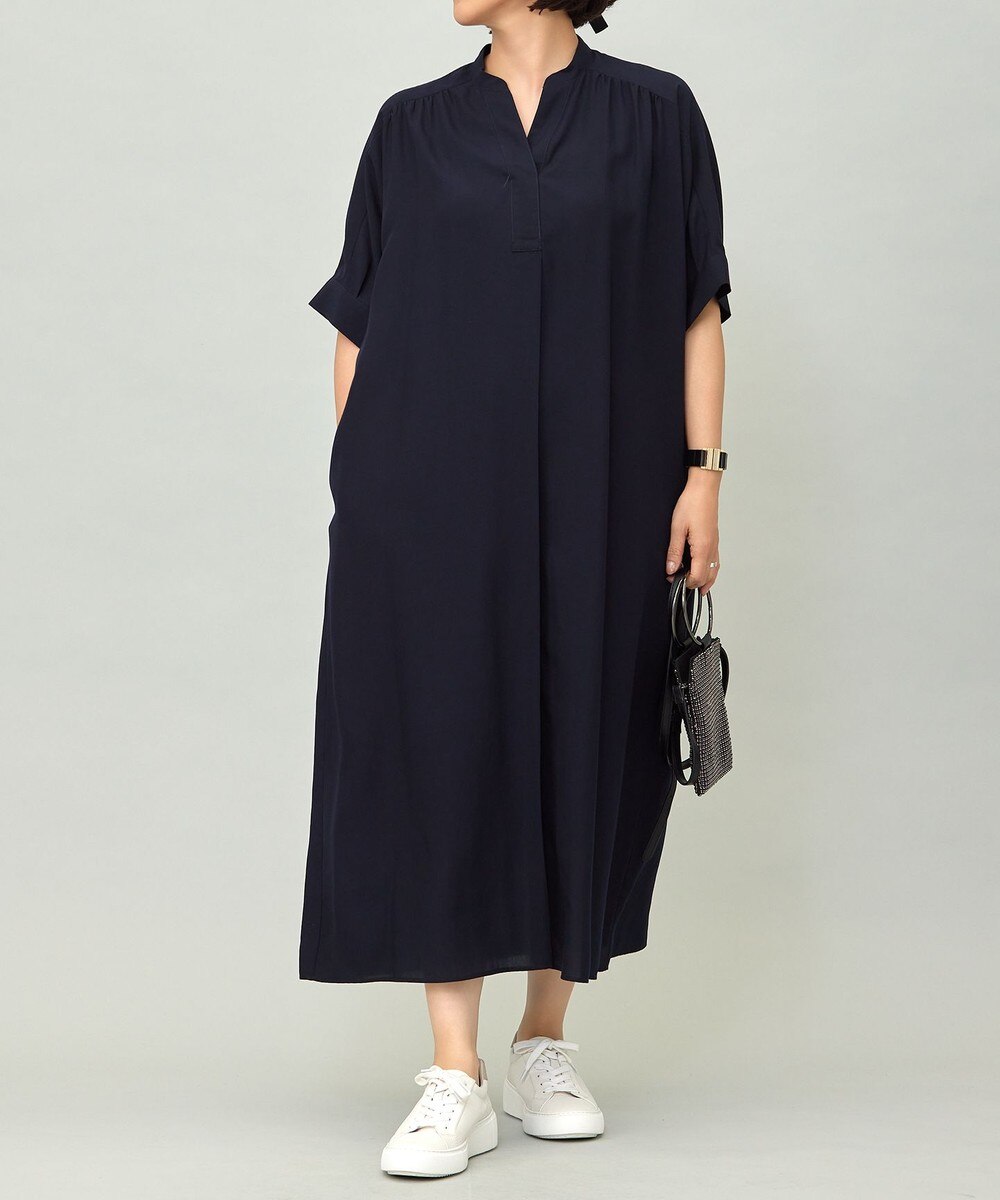【オンワード】 自由区>ワンピース 【接触冷感・UVケア・抗菌防臭・洗える】リヨセルポプリンシャツ ワンピース [新色]ネイビー 38 レディース