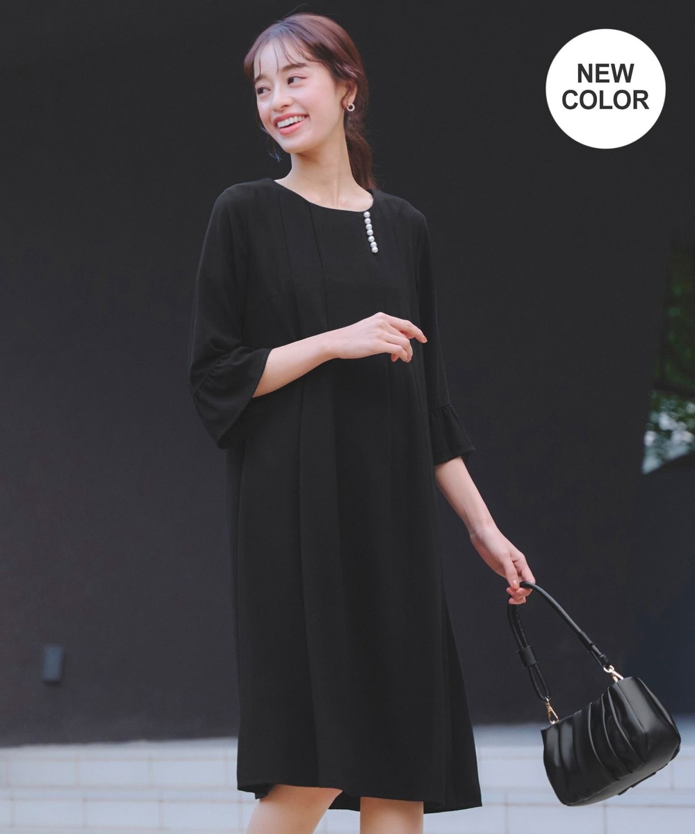 【洗える】飴玉パールフレア袖ワンピース