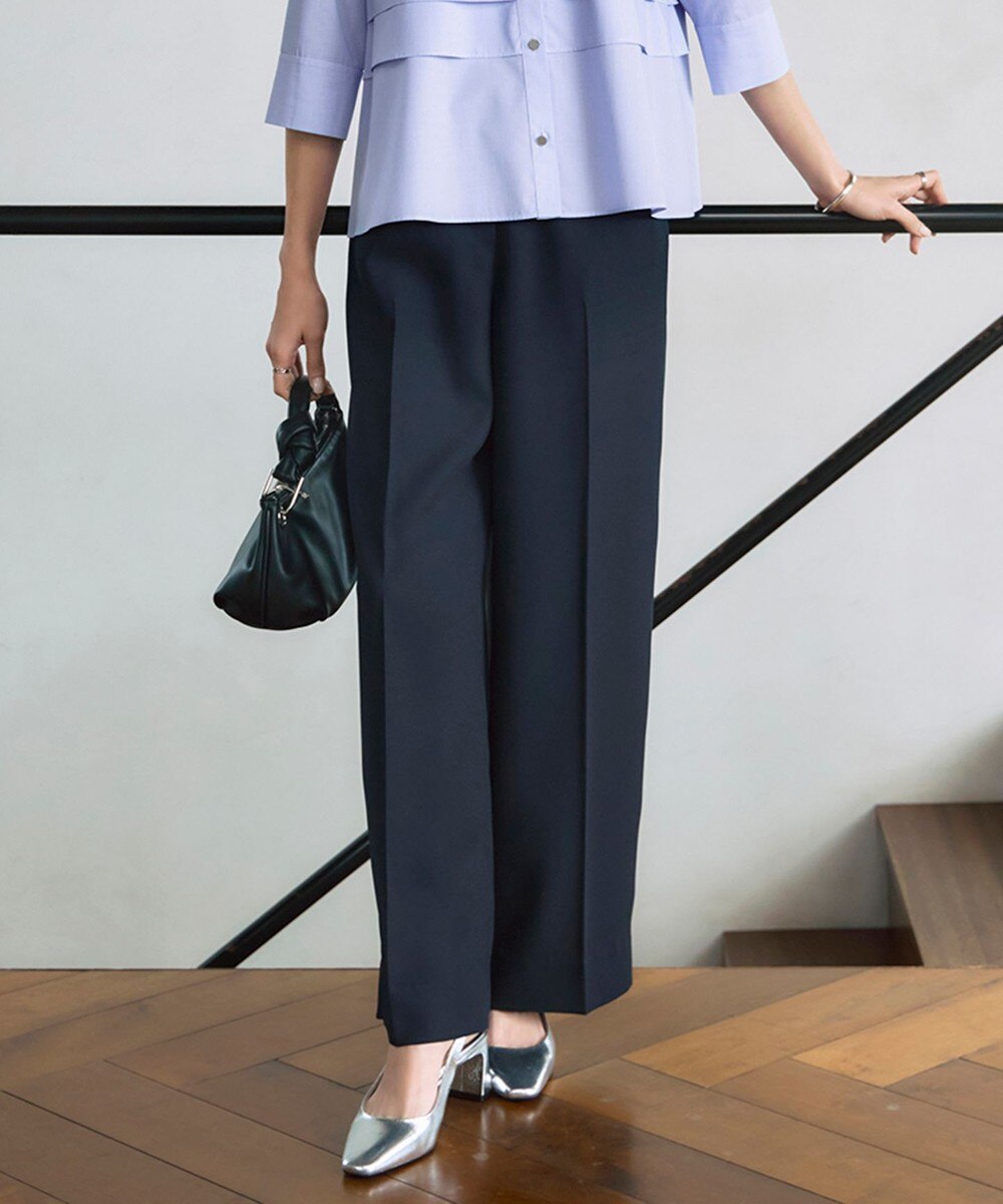 【オンワード】 ICB>パンツ 【新色追加・UVケア・接触冷感・速乾・防シワ・洗える】 FluidBackSatin ワイドパンツ ネイビー 0 レディース 【オンワード】 ICB>パンツ 【新色追加・UVケア・接触冷感・速乾・防シワ・洗える】 FluidBackSatin ワイドパンツ ネイビー 0 レディース